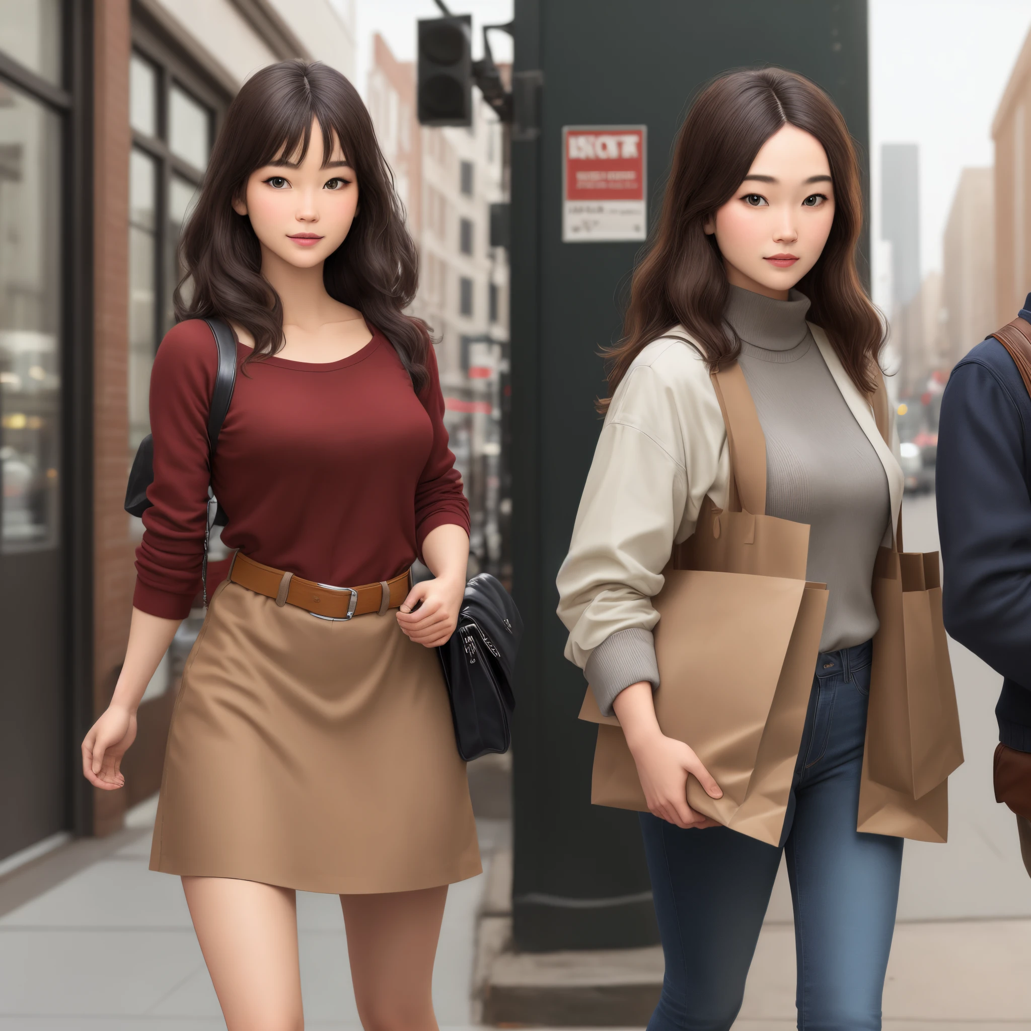 I want a realistic model holding a brown bag