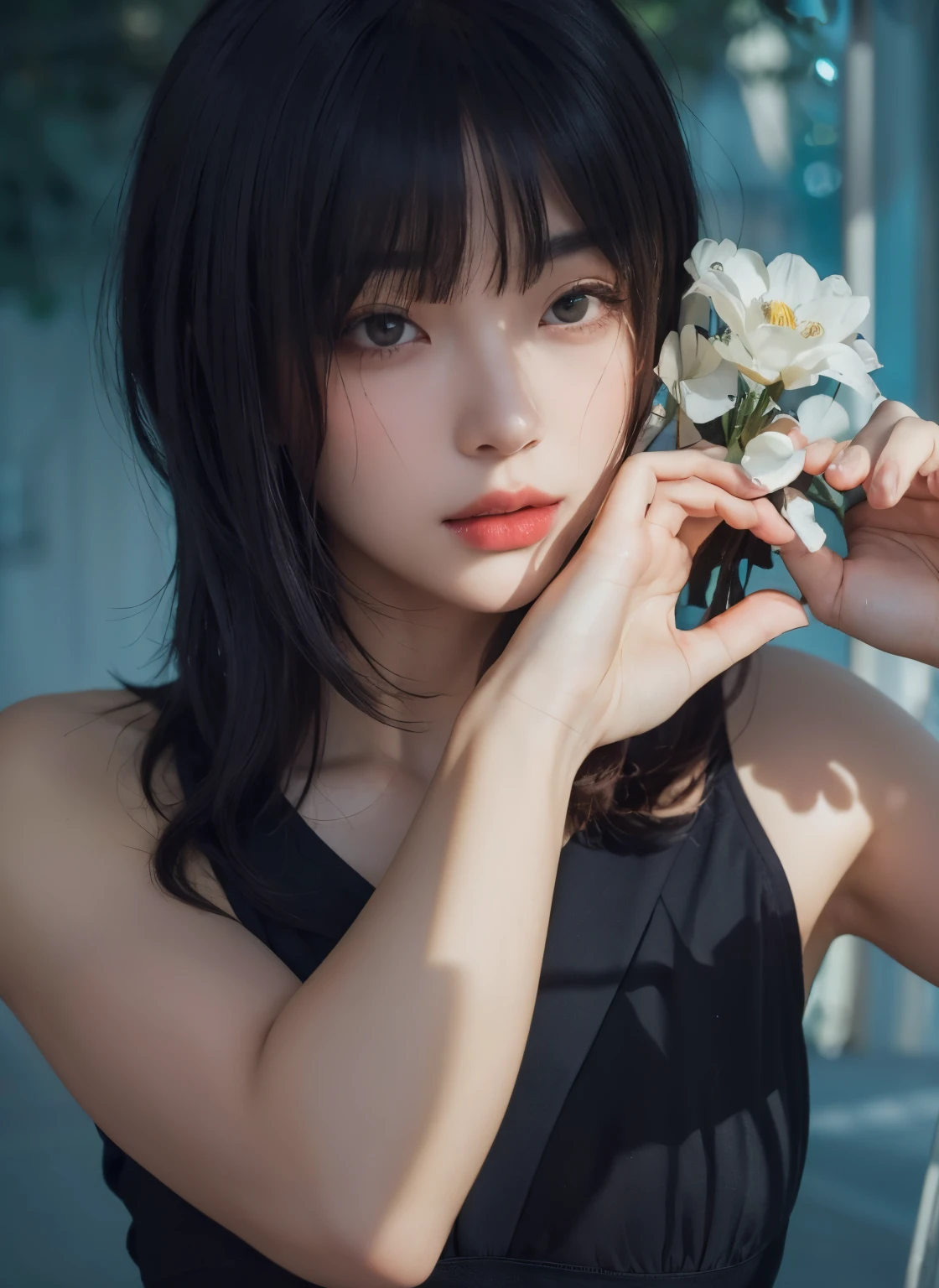 (Best quality, 8k, 32k, Masterpiece, UHD:1.2) "Produce a captivating art piece featuring a girl with a stylish bob haircut, illuminated by dramatic and cinematic lighting that accentuates the contours of her face and hair. Create an atmosphere that exudes intrigue and depth, with shadows and highlights playing a central role in defining the scene. The lighting should emphasize the girl's features and add an extra layer of drama to the composition, making it visually striking and evoking a sense of mystery and allure." lingerie
