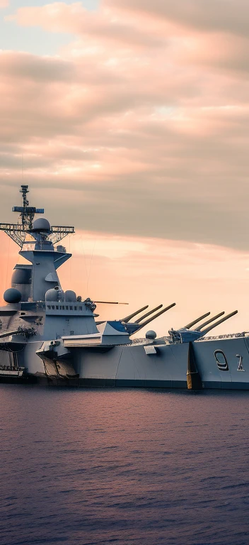 Alafid battleship in the water,The background is a large ship, warships, battleship, warships, naval landscape, Big spear, naval background, author:Daniel Lisk, At sunset, hull, trending photo, Wayne England, photo from the side, biopic, still photo, photo shot, recognizable, taken from the side, military weaponry, militaristic