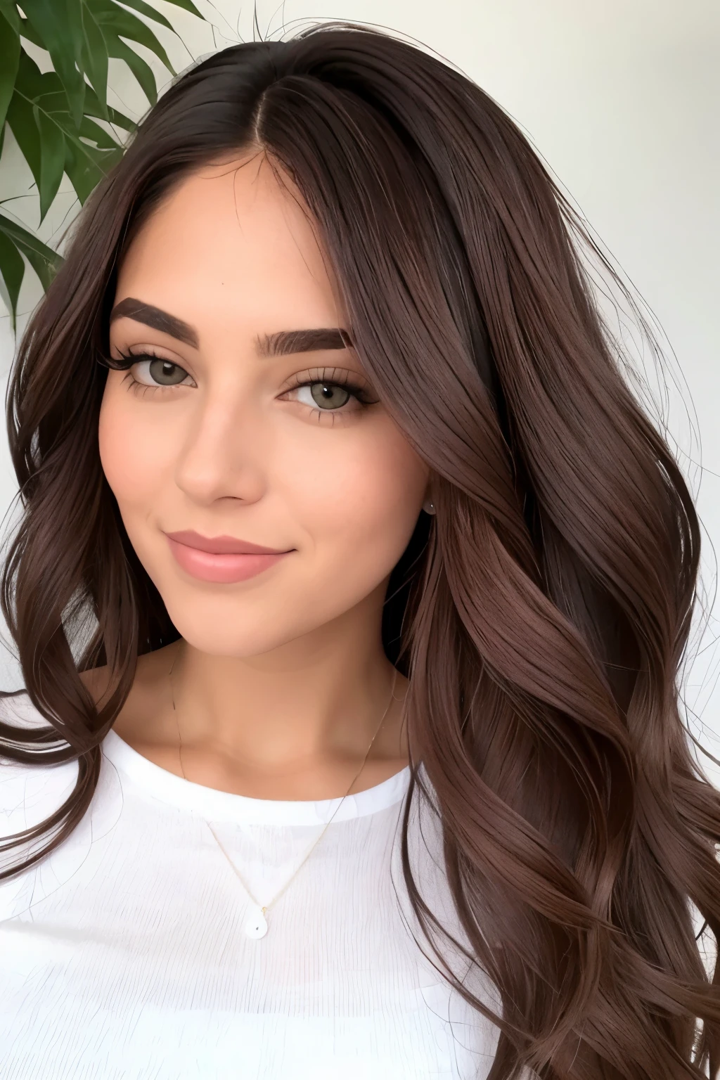 Morena, cabelo longo, estilo social