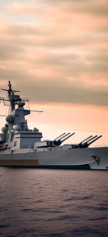 Alafid battleship in the water,The background is a large ship, warships, battleship, warships, naval landscape, Big spear, naval background, author:Daniel Lisk, At sunset, hull, trending photo, Wayne England, photo from the side, biopic, still photo, photo shot, recognizable, taken from the side, military weaponry, militaristic