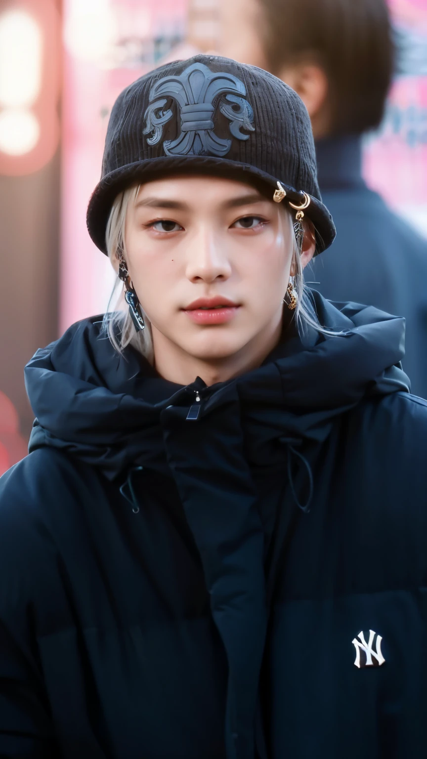 A closeup of a person wearing a hat and a jacket, Retrato de Jossi do Blackpink, Cai Xukun, jossi do blackpink, portrait of kpop idol, inspirado em Yanjun Cheng, Yanjun Chengt, wan adorable korean face, Inspirado em Jeonseok Lee, Jinyoung Canela, Hyung Tae, Sul Coreano Masculino, Jung Jaehyun, Steven Jung