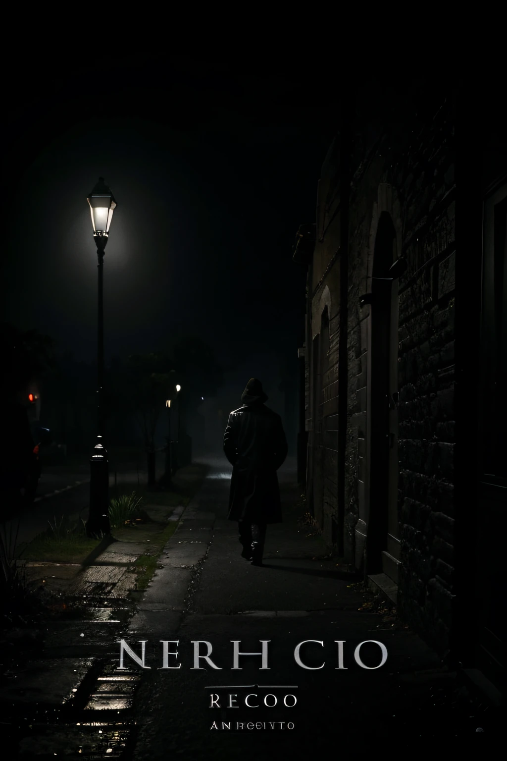 I need a book cover for my fiction/thriller novel. The overall mood and theme of the book is a conspiracy heist caper, so I am looking for a design that captures the dark and suspenseful atmosphere of the story. en la escena debe haber un arco de cemento estilo puerta antigua, al aire libre. Ambiente oscuro con niebla, tetrico, con un hombre ladron de espalda, edad antigua.