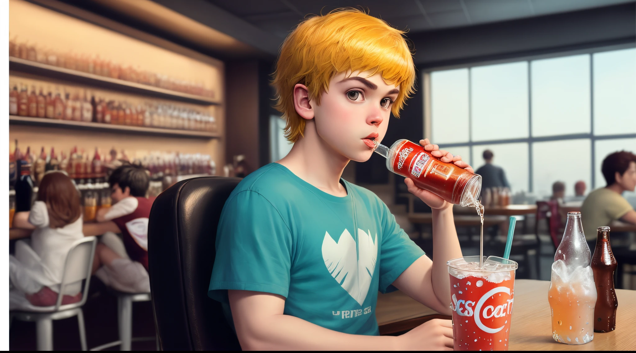 Young Neil from Scott pilgrim vs the world drinking a soda