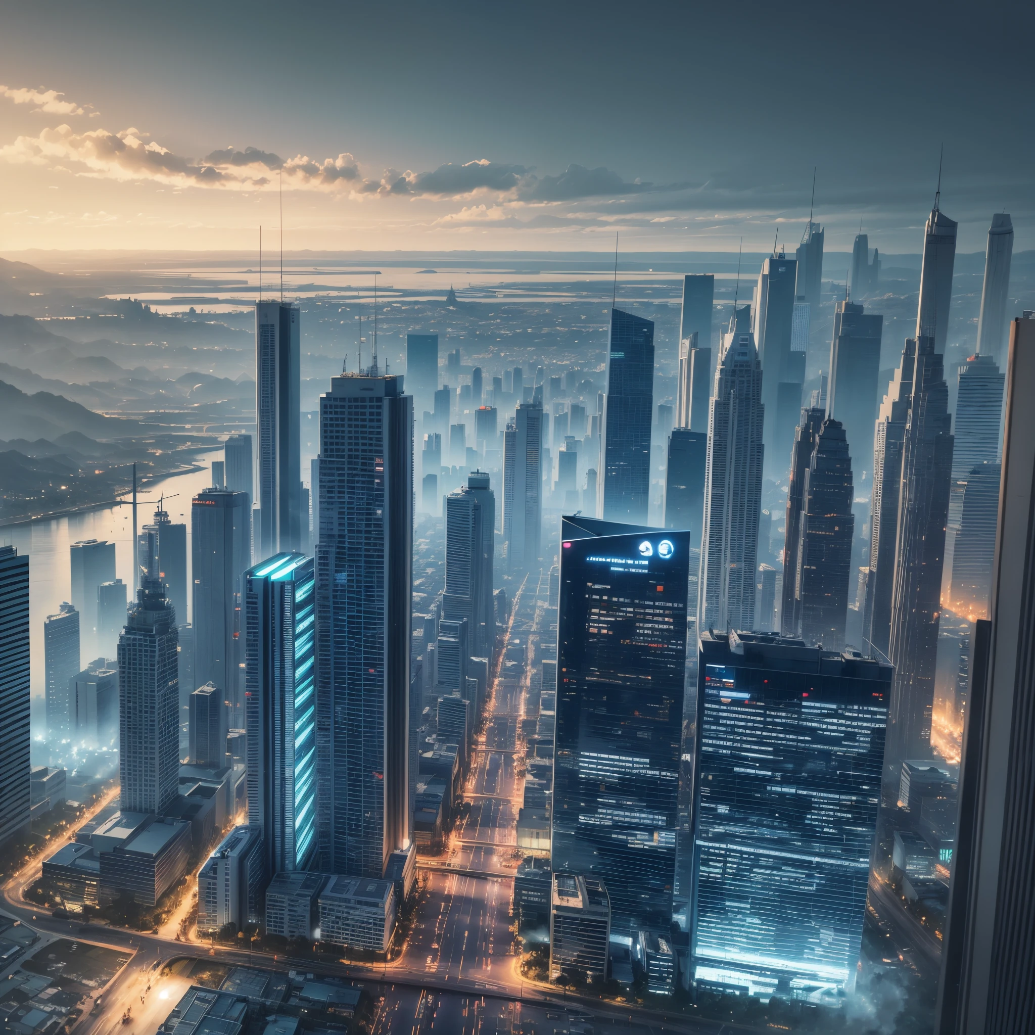 Desenhe uma cidade nos anos 2040, realista, 4k, modo retrato. --auto --s2