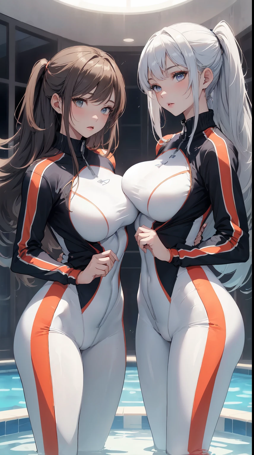 (tmasterpiece:1.3), top-quality, top-quality, Delicate and beautiful:1.2, ((3个女孩)), pools of water, track suit,Yoga Wear,tightsuit,
(The three girls have perfect figures(firm breast, beautiful shaped breasts, long slim figure)),(upperbody shot:1.1), (seen from the front:1.3), (looking at viewert),
