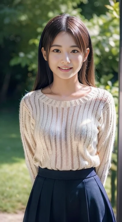 beautiful japanese female、chubby figure、Flushed cheeks、A refreshing smile、Cute *********** s、A little clumsy face、de pele branca、独奏、fullllbody、knitted sweater、skirt by the、is standing、Sparkling eyes、shiny lip、Looking at the camera、Look at viewers、超A high resolution、hight resolution、high-level image quality、in 8K、rialistic photo、Real live-action、Raw photography、Raw photo、top-quality、​masterpiece、masutepiece、Very nice、ren、Beautiful fece、Photorealsitic、Photon mapping、Realistic、Physically Based Rendering、depth of fields、Blurry background、a short bob