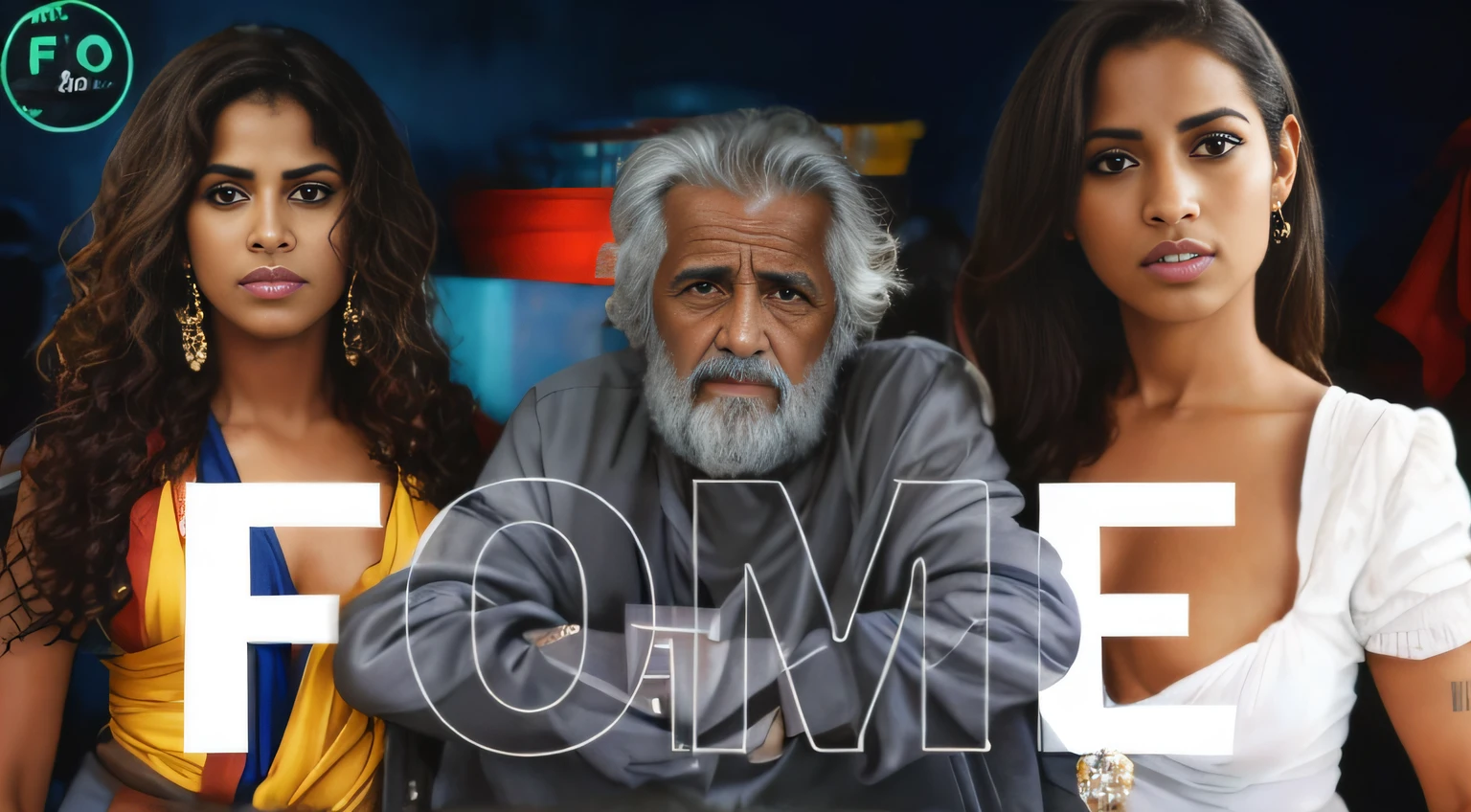 a close-up of three women with different faces and a man, Fama dois Tronos, imagem promocional, Banho turco de Imaan, imagem promocional, inspirado em Steve McCurry, Videoclipe oficial, Filme Promocional, Esposa, banner do site, trending on imdb, imagem promocional do filme, Directed by: John O'Gorman, Directed by: Siona Shimshi, The Slumdog Millionaire, make this image more attractive for a you tube video
