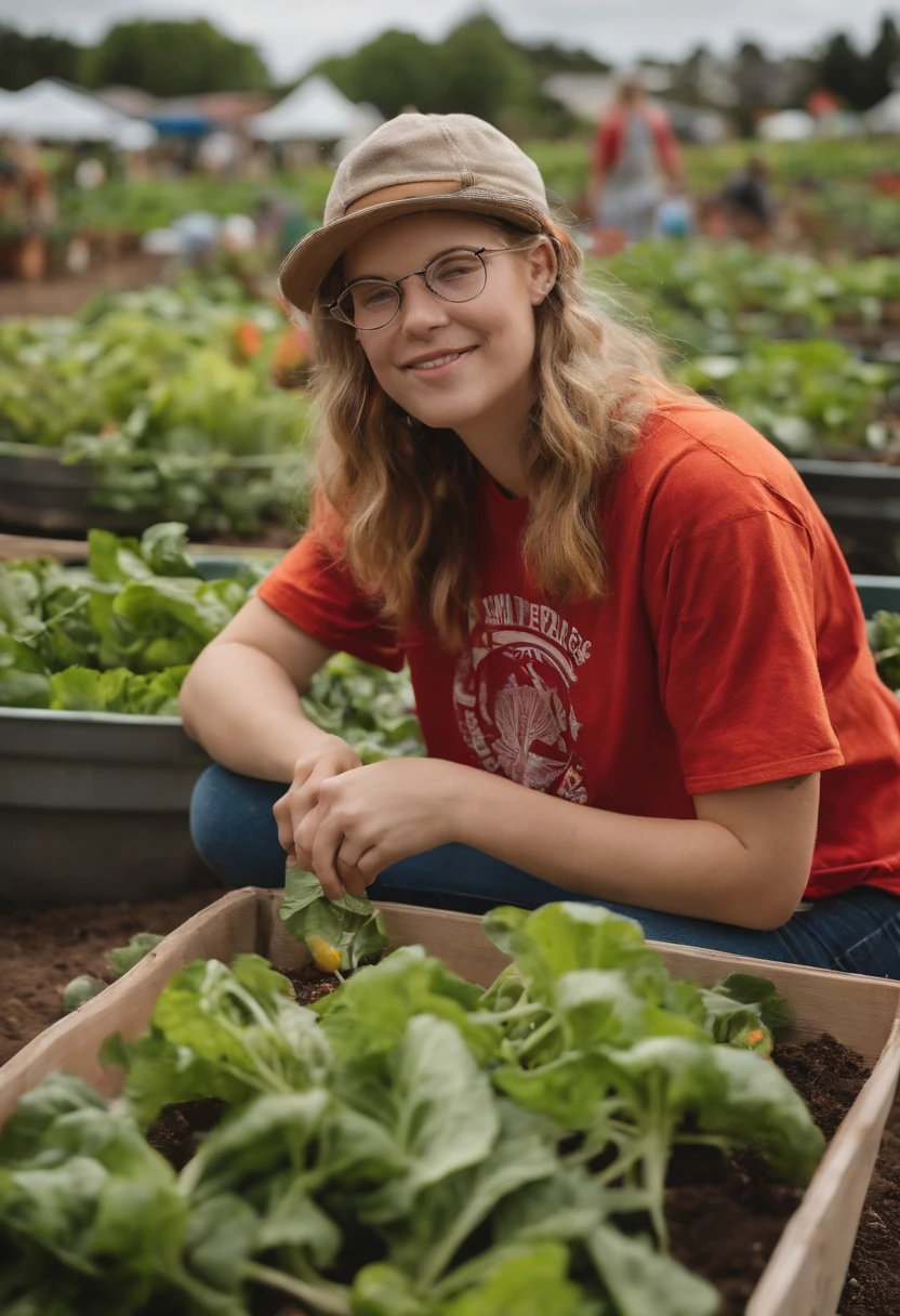 A photo of Skyler volunteering at a local community garden, surrounded by rows of organic vegetables,original,Meet Skyler Green, a university student who prides themselves on being the epitome of wokeness, often seen sporting a collection of colorful protest T-shirts and a perpetually furrowed brow from the weight of the world’s problems. Skyler’s hair is a vibrant kaleidoscope of colors, changing weekly to reflect various causes, while their round, eco-friendly glasses have stickers from every activist group known on campus. , non-binary