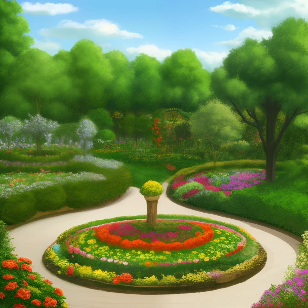Create a roundabout with a garden