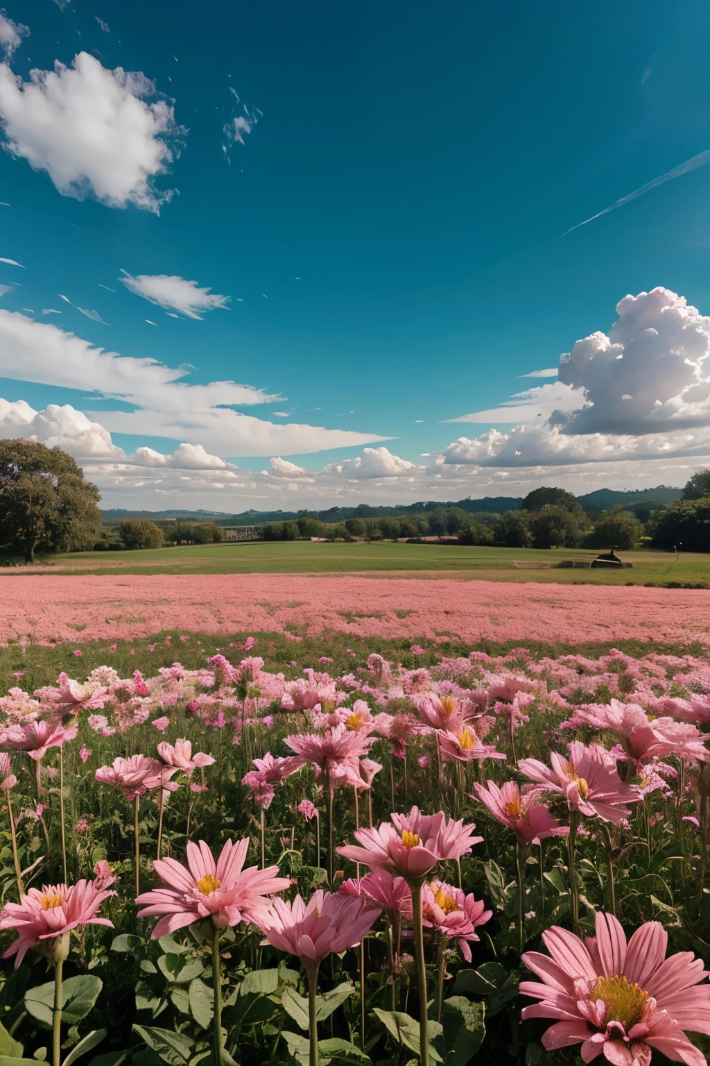 pink flower field