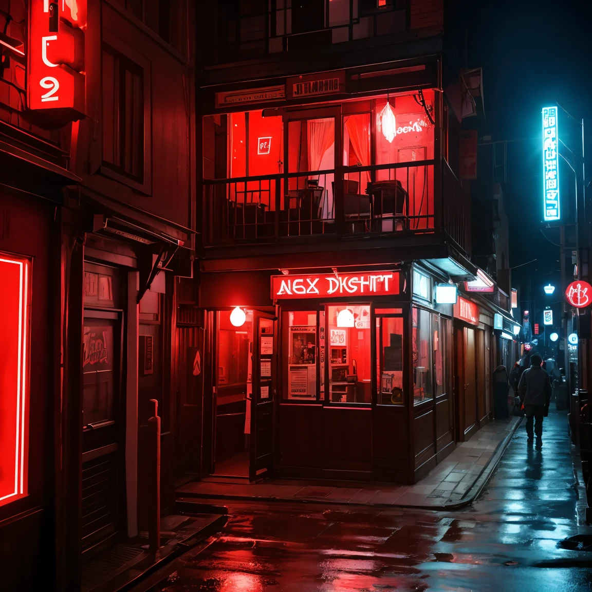 red-light district、Has a small, small and dirty brothel、Not modern、1950s vibes、