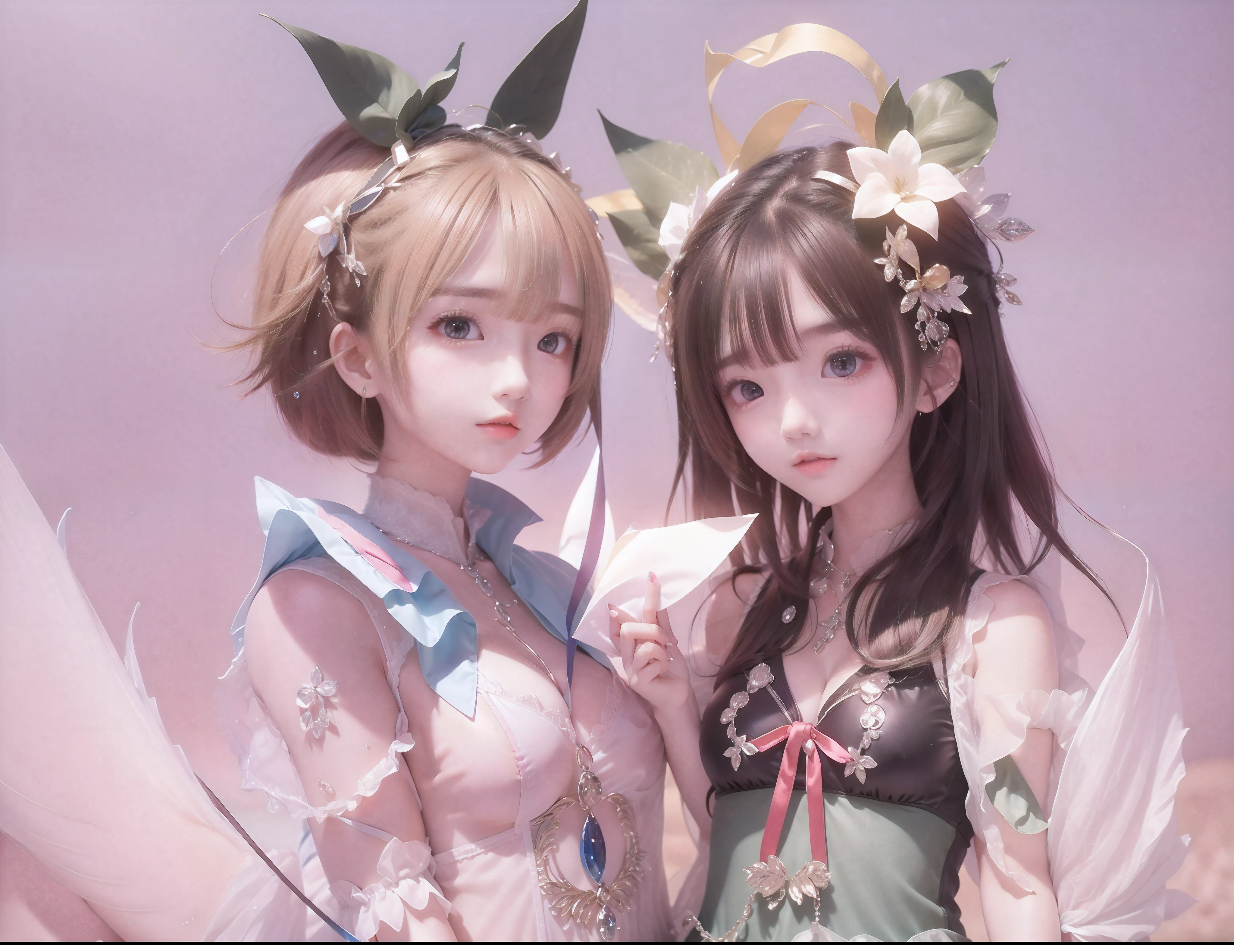 2 girls, Short hair, The ultra-detailliert, The ultra-Highres, 8K,