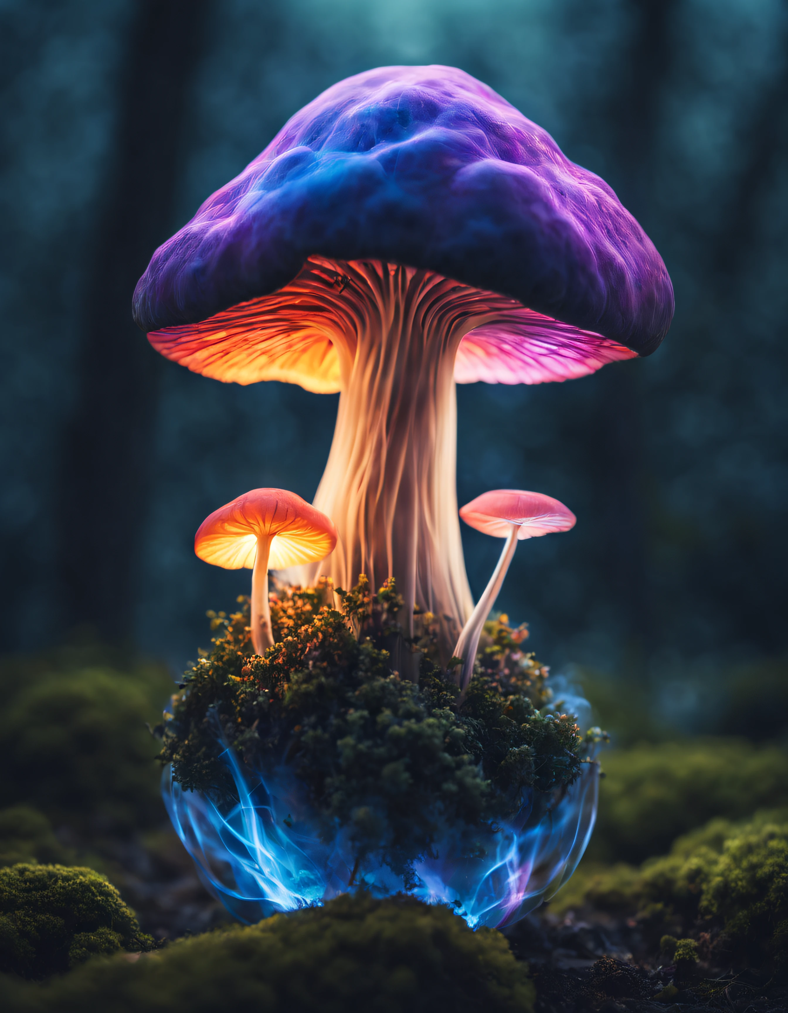 (The main mushroom made of transparent glass generates a large amount of lightning from inside..)、Mushrooms deformed by large amounts of smoke,((Mushroom shape is diamond cut)), The ridgeline is made up of ultra-fine lightning-shaped neon lines...、Polyhedron with metallic reflection、Mushroom stems are very delicate and thin.、It's about to break。...、(((、The inside of the mushroom appears to be filled with rainbow-colored smoke....)))、Mesmerizing surreal movie stills of Alice in Wonderland,、 magical dreamland bokeh background, A fascinating and eerie fantasy world, Illuminates dark shooting scenes with fantastic light。。。。, Otherworldly elements of a familiar story, ether wonderland, mystic atmosphere, Realism aesthetics of dark magic and dark fantasy, translucent bioluminescent material、Otherworldly luminescence、((born in another world、A strangely shaped poisonous mushroom that emits bewitching smoke.....,)) Ultra-realistic, (Voronoi pattern, depth of fields, (swirly bokeh:1.275), (Kodak Portra 400:0.875) :1.15), (Realistic and complex futuristic background,), (Turbulent Toxic Vapor:1.2, Magnificent surrealism, blue and white lighting, low key light:1.1), Notable masterpieces, celestial, Ethereal, epicd, Magical Light Flare, natural, Soft dreamy lighting, ((Warm Yellow and Deep Carbon:0.7), (Cinematic Look:1.15):1.15)、The inside of the mushroom seems to be filled with rainbow-colored smoke...