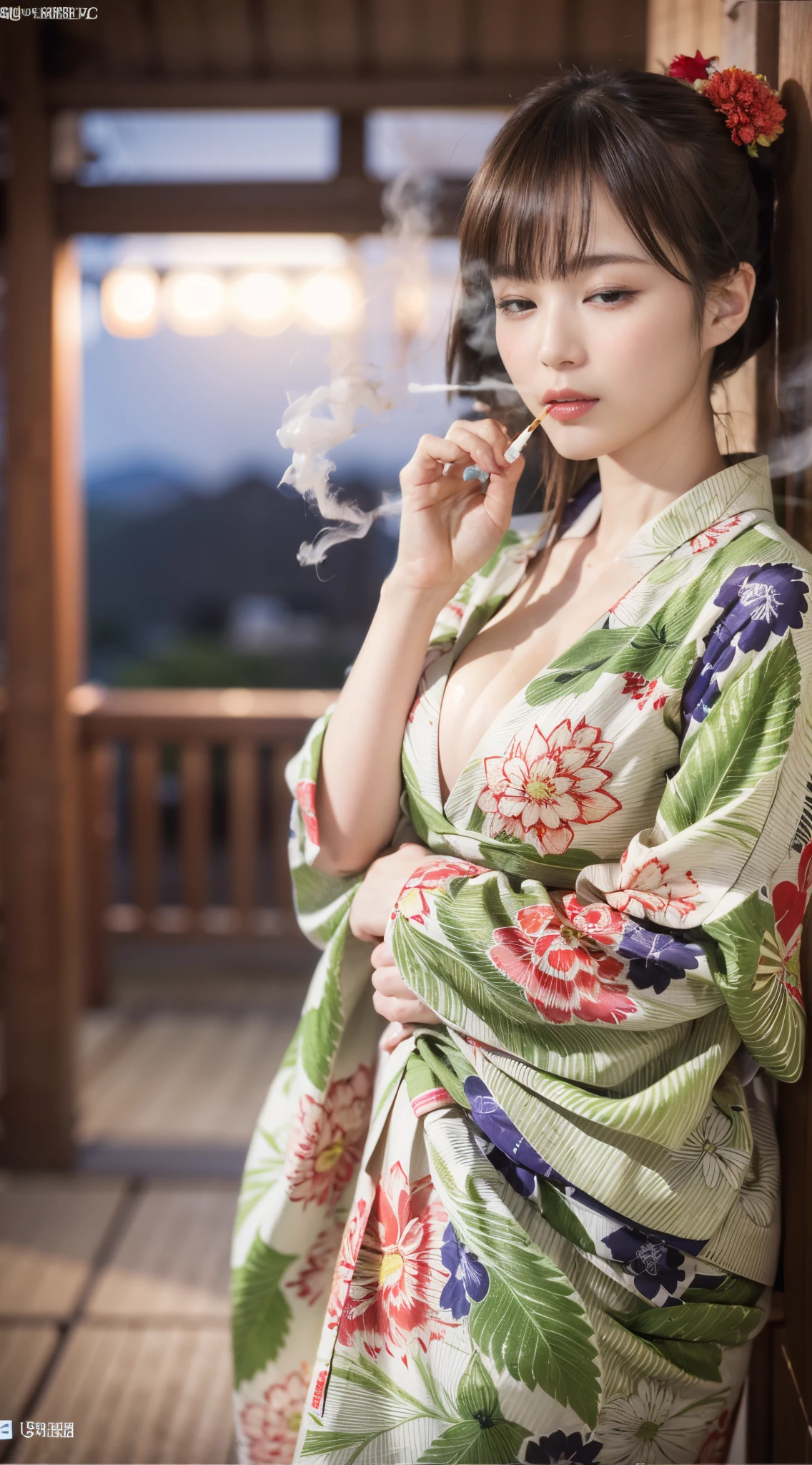 holding a cigarette in his hand and holding it in his mouth