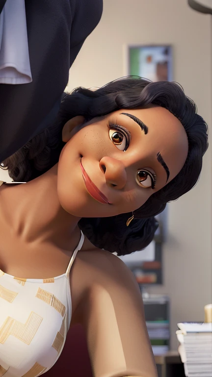masterpiece, best quality ,Portrait of mid adult successful black mature woman looking at camera with arms crossed. Smiling african american business woman standing in new office .Portrait of mature woman.