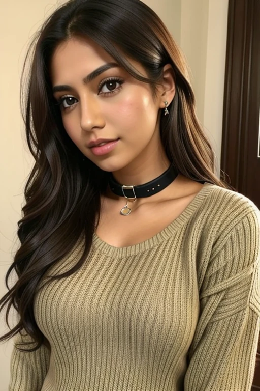 1chica en, edad19, solamente, Cabello largo, Tetas colosales, Mirando al espectador, cabello rubio, hombros desnudos, brown eyes, jewely, cuerpo completo, un collar, fuera de los hombros, Sweaters, realista, Un sexy