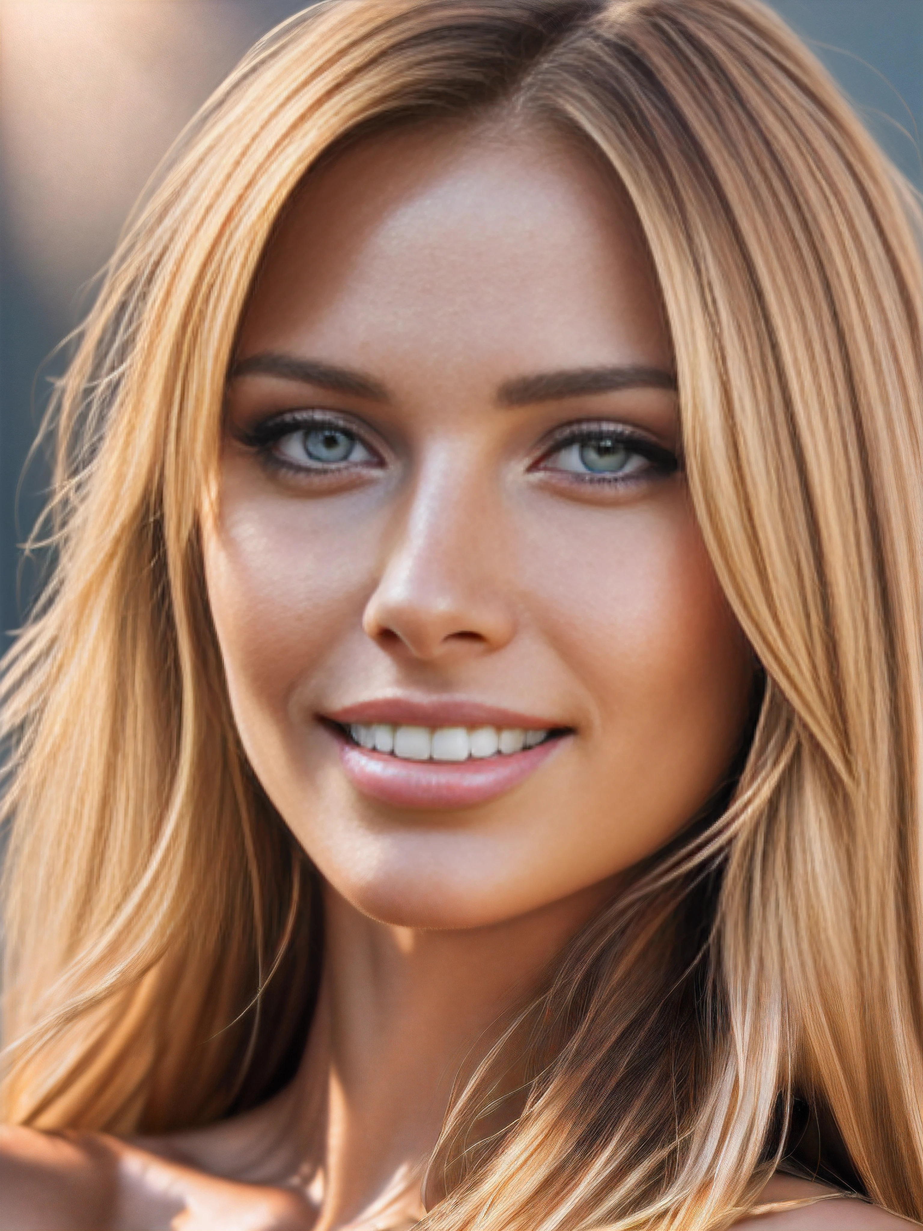 (High quality,fotorealistisch,portrait:1.37),Detaillierte Augen,Detaillierte Lippen,Natural smile,Perfektes Hautbild,beautiful hair,fine facial features,Studiobeleuchtung,Lebendige Farben,Weiche Schatten,dezente Glanzlichter,(Realistischer Hintergrund),(Neutraler Hintergrund),(Warme Farben),(Weiche Farbpalette),(natural lightting),(Sanfte Beleuchtung)