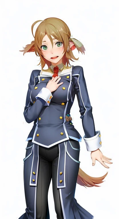 anime character dressed in uniform with a red rose in her hand, official character art, with index finger, single character full body, hajime yatate, sora, official character illustration, anya from spy x family, full body single character, main character, ( ( character concept art ) ), full body character, character full body portrait, female character, female protagonist