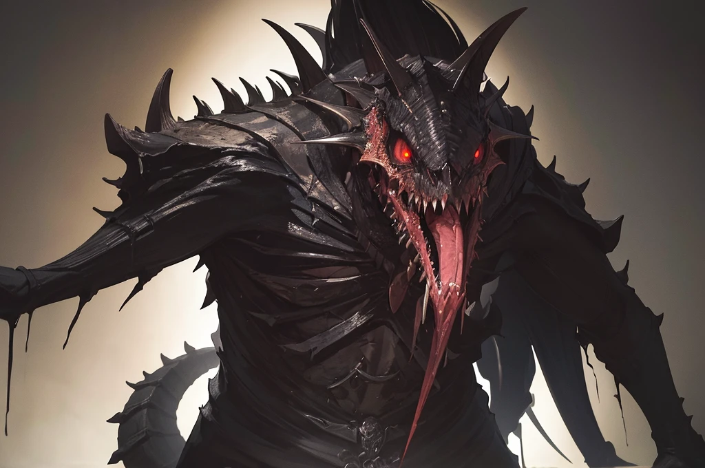 (Masterpiece), (best quality), a terrible four legged beast, skull face, rotting flesh, sharp teeth, dead eyes, spines on back, long thin tail, fantasy, dark, evil, menacing, horror
