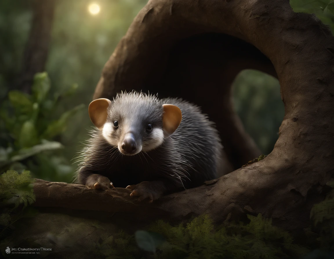 gremlin, mole-like, bright silver and brown, long tail, large ears, covered with silver fur, holding an acorn in his paws, water, Burrow, tree roots stick out from the walls in the hole, mushrooms sticking out of the ground, Best Quality, Masterpiece, in style of dark fantasy art,真实感, Realism, tmasterpiece, Brad Jongsan walks in the jungle (Night of the Fireflies), (higly detailed: 1 1), rough face, natural skin, hiquality, NSFW, pretty eyes, (Detailed face and eyes), (s face: 1 2), tumult, Complementary, real-photo, ..PSD, Lightweight Film Photography, sharp-focus, contrast lighting, Detail Skin, high resolution 8k, Crazy detailing, Realistic, professional photo of a, 8K UHD, dslr, soft light, hiquality, film grains, Fujifilm XT3, (CBZBB:1.25),gremlin, Gremlin looks like a Yezidna, , echidna-like, ((anteater)), in a clearing under an oak tree, holding an acorn in his paws, CBZBB,Cute, Small, , Beautiful, Fantasy art, deviant art, trending artstation, Digital Art, Detailed, Realistic, humanoid, character, tiny, Cinematic shot, cinematic portrait of the Anteater, cute character, looks like an anteater,