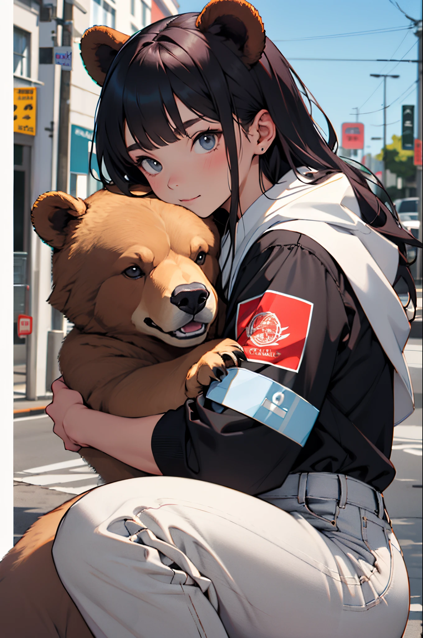 cute girl holding a bear