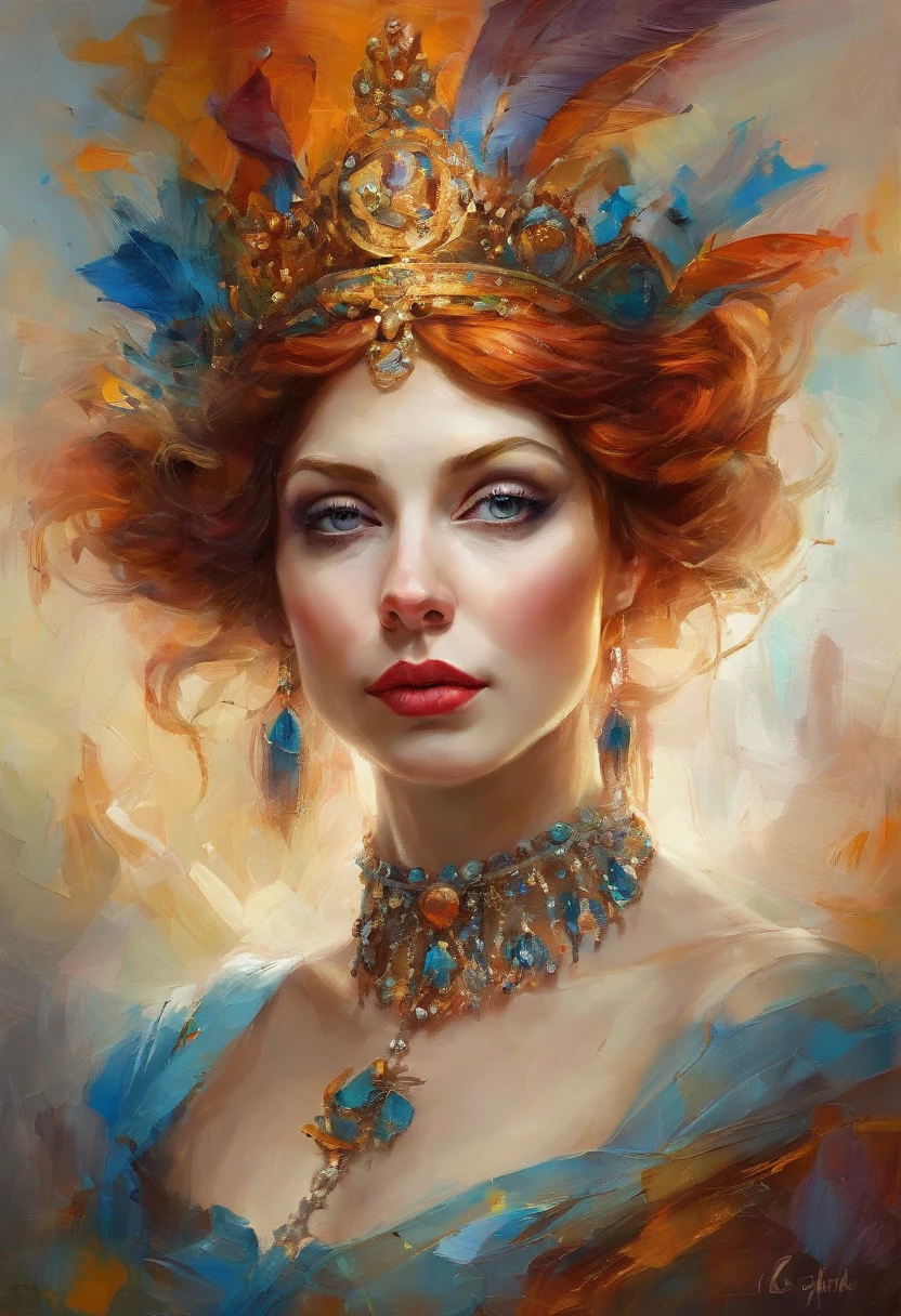 ((best quality)) , ((masterpiece)) , (detailed) , Anime, ((majestic)), Sexy , (((Female Godess))) , ((she is dressed in Nanopunk fashion style Circus costume)), ((Auburn hair)), Silver pond, abstract art, (vibrant art stylized by Jacek Szynkarczuk:1.3) , ((Fairy-Tale)), (fairy tale artistry), (fantasy fairy tale),Saturated, Plain white background, intricate detailed face, 8k resolution