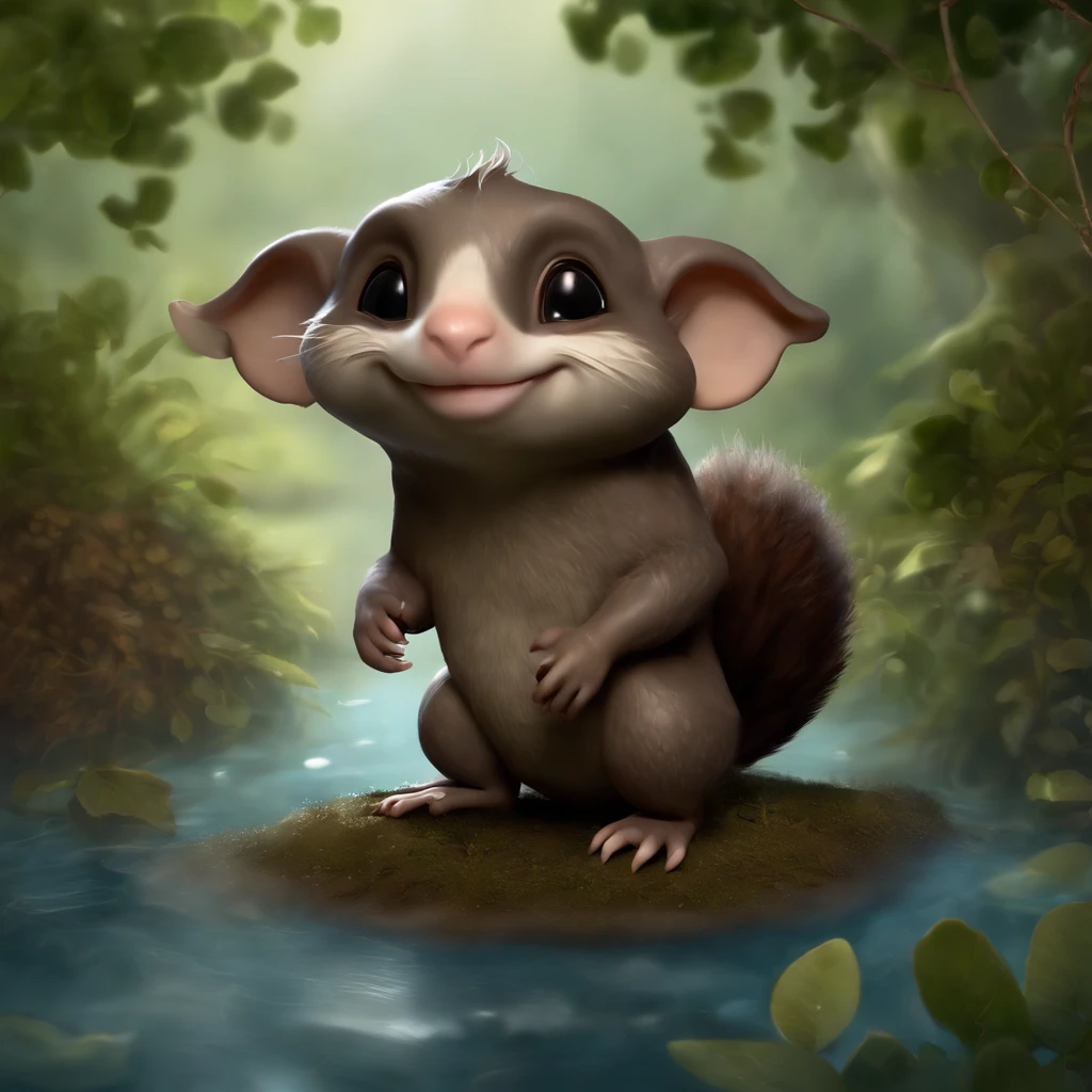 (CBZBB:1.25),gremlin, gremlin, look like , mole((taupe)), in a clearing under an oak tree, holding a large acorn in his paws, CBZBB,Cute, Small, baby, Beautiful, Fantasy art, deviant art, trending artstation, Digital Art, Detailed, Realistic, humanoid, character, tiny, Cinematic shot, cinematic portrait of a mole, cute character, looks like a gremlin, looks like a mole,    ,gremlin, mole-like, bright silver and brown,  tail, large ears, covered with silver fur, holding a large acorn in his paws, water, Burrow, tree roots stick out from the walls in the hole,  mushrooms sticking out of the ground, Best Quality, Masterpiece, in style of dark fantasy art,真实感, Realism, tmasterpiece, Brad Jongsan walks in the jungle (Night of the Fireflies), (higly detailed: 1 1), rough face, natural skin, hiquality, NSFW, pretty eyes, (Detailed face and eyes), (s face: 1 2), tumult, Complementary, real-photo, ...PSD, Lightweight Film Photography, sharp-focus, contrast lighting, Detail Skin, high resolution 8k, Crazy detailing, Realistic, professional photo of a, 8K UHD, dslr, soft light, hiquality, film grains, Fujifilm XT3, dark fantasy style,