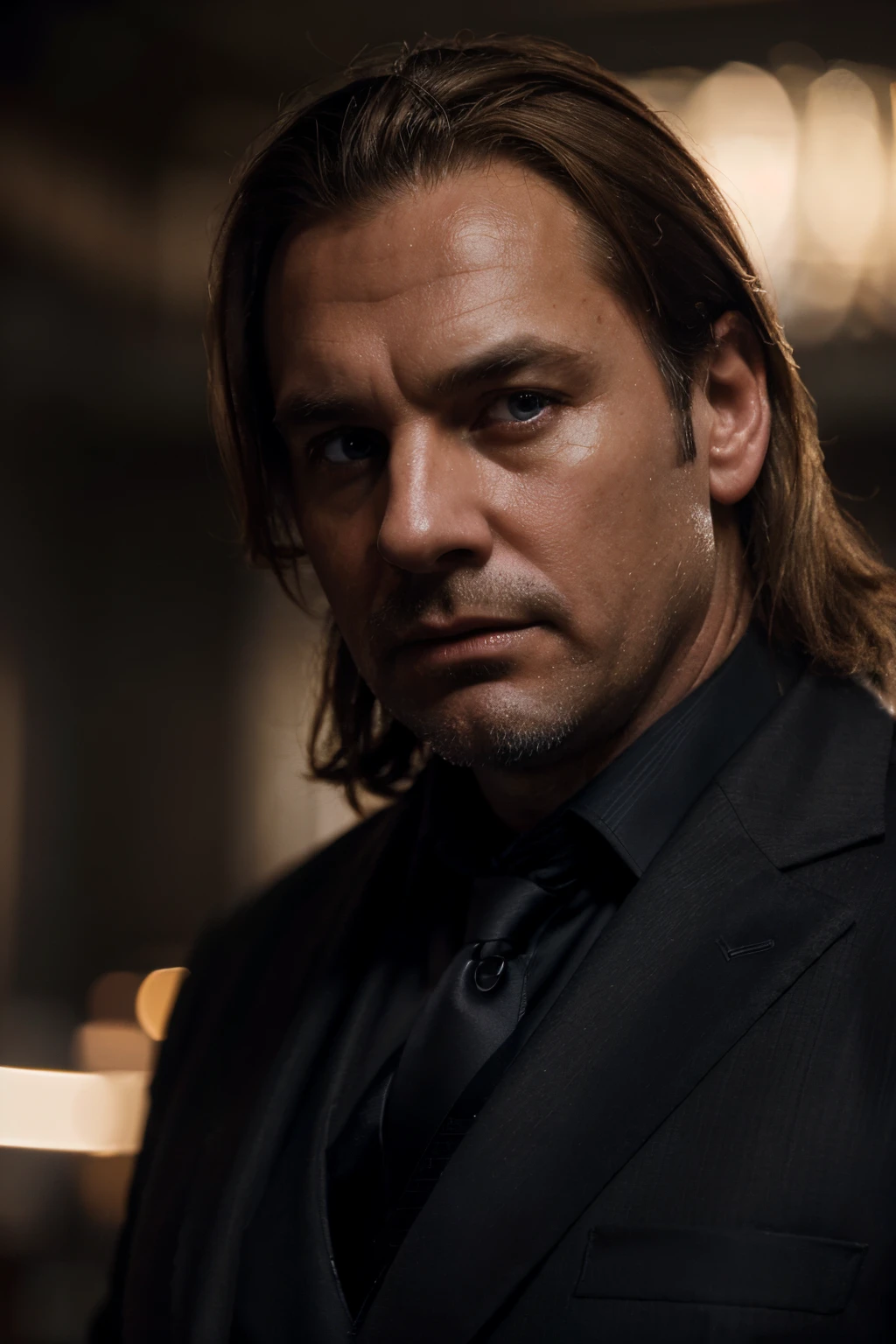 (extremely detailed 8k wallpaper), Dark Theme, (45 years old man), uses ((formal clothes)), fine focus, (subsurface dispersion:1.1), (((dark blond hair))), (fat), expression ((serious)), award-winning photography, dramatic lighting.
