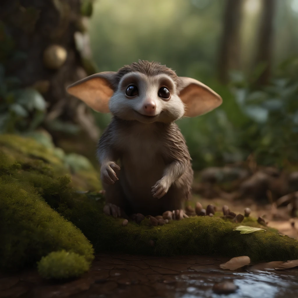 (CBZBB:1.25),gremlin, gremlin, looks like , taupe((taupe)), in a clearing under an oak tree, holding a large acorn in his paws, CBZBB,Cute, Small, baby, Beautiful, Fantasy art, deviant art, trending artstation, Digital Art, Detailed, Realistic, humanoid, character, tiny, Cinematic shot, cinematic portrait of a mole, cute character, looks like a gremlin, looks like a mole, ,gremlin, mole-like, bright silver and brown, tail, large ears, elongated nose, covered with silver fur, holding a large acorn in his paws, water, Burrow, tree roots stick out from the walls in the hole, mushrooms sticking out of the ground, Best Quality, Masterpiece, in style of dark fantasy art,真实感, Realism, tmasterpiece, Brad Jongsan walks in the jungle (Night of the Fireflies), (higly detailed: 1 1), rough face, natural skin, hiquality, NSFW, pretty eyes, (Detailed face and eyes), (s face: 1 2), tumult, Complementary, real-photo, ....PSD, Lightweight Film Photography, sharp-focus, contrast lighting, Detail Skin, high resolution 8k, Crazy detailing, Realistic, professional photo of a, 8K UHD, dslr, soft light, hiquality, film grains, Fujifilm XT3, dark fantasy style,