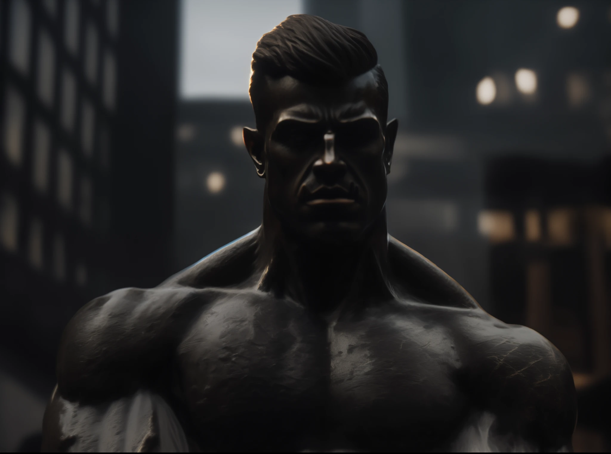 there is a statue of a man with a muscular body, arnold 3d render, Arnold 3 D render, cinematic body shot, Arnold Maya render, rosto e corpo extremamente detalhados, Arnold render, cinematic close-up of bust, cinematic bust shot, super detailed octane rendering, 3 d escultura 8 k octano render, cinematic 4k octane render, Retrato VFX altamente detalhado