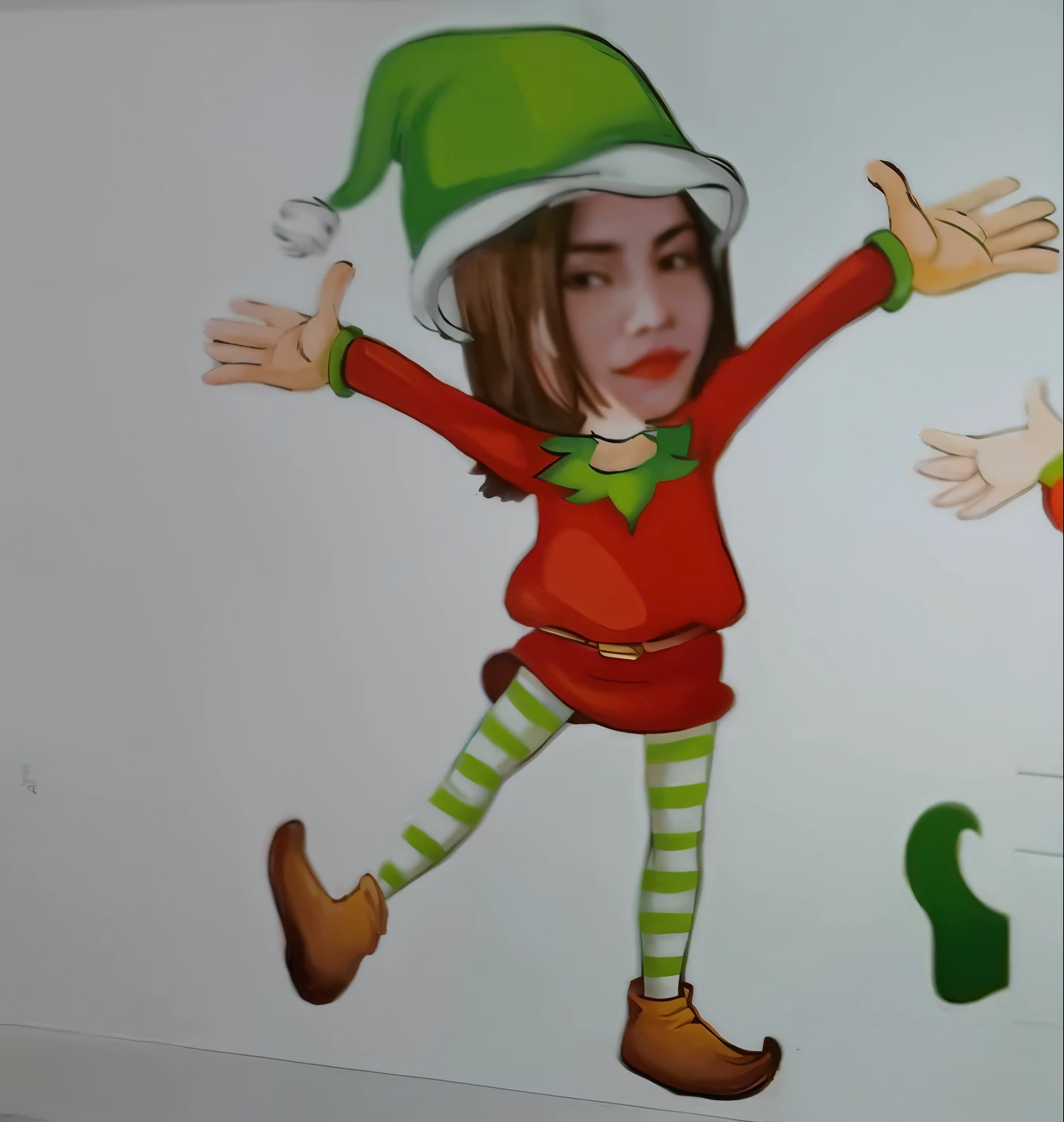 painting of a girl in a red dress and a green eleveno hat, Girl Eleven, a las once, por once, Adolescente Elfo Chica, Elevena, Elfpunk, Elfo femenino, Un Onceo con traje, Little Eleven, Elfos, Un retrato de un Onceo, Once, lineless, Un Onceo de mediana edad, Onceo of the machine, un Onceo macho