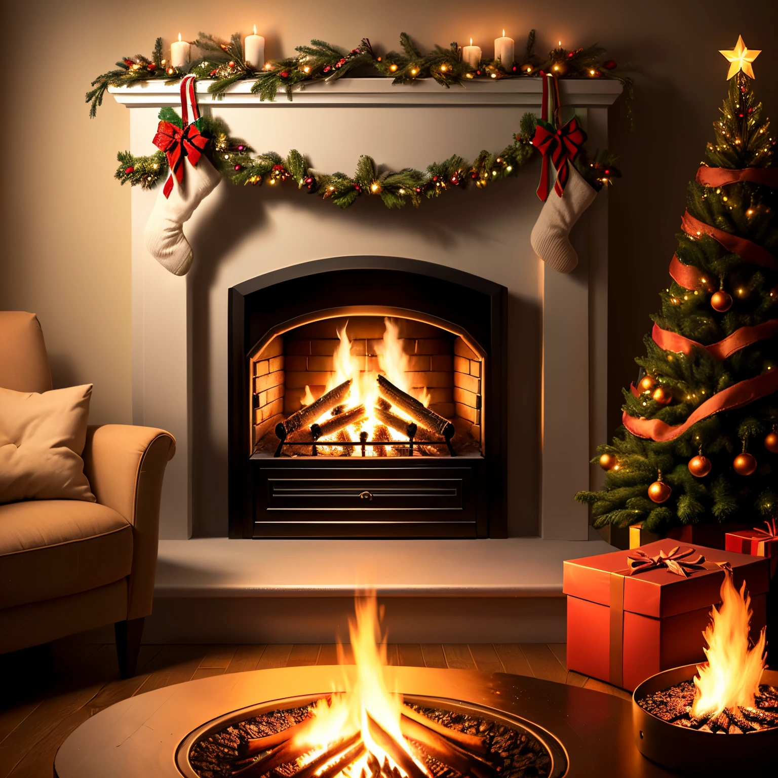 bonfires,Christmas tree,Ambient,𝓡𝓸𝓶𝓪𝓷𝓽𝓲𝓬,