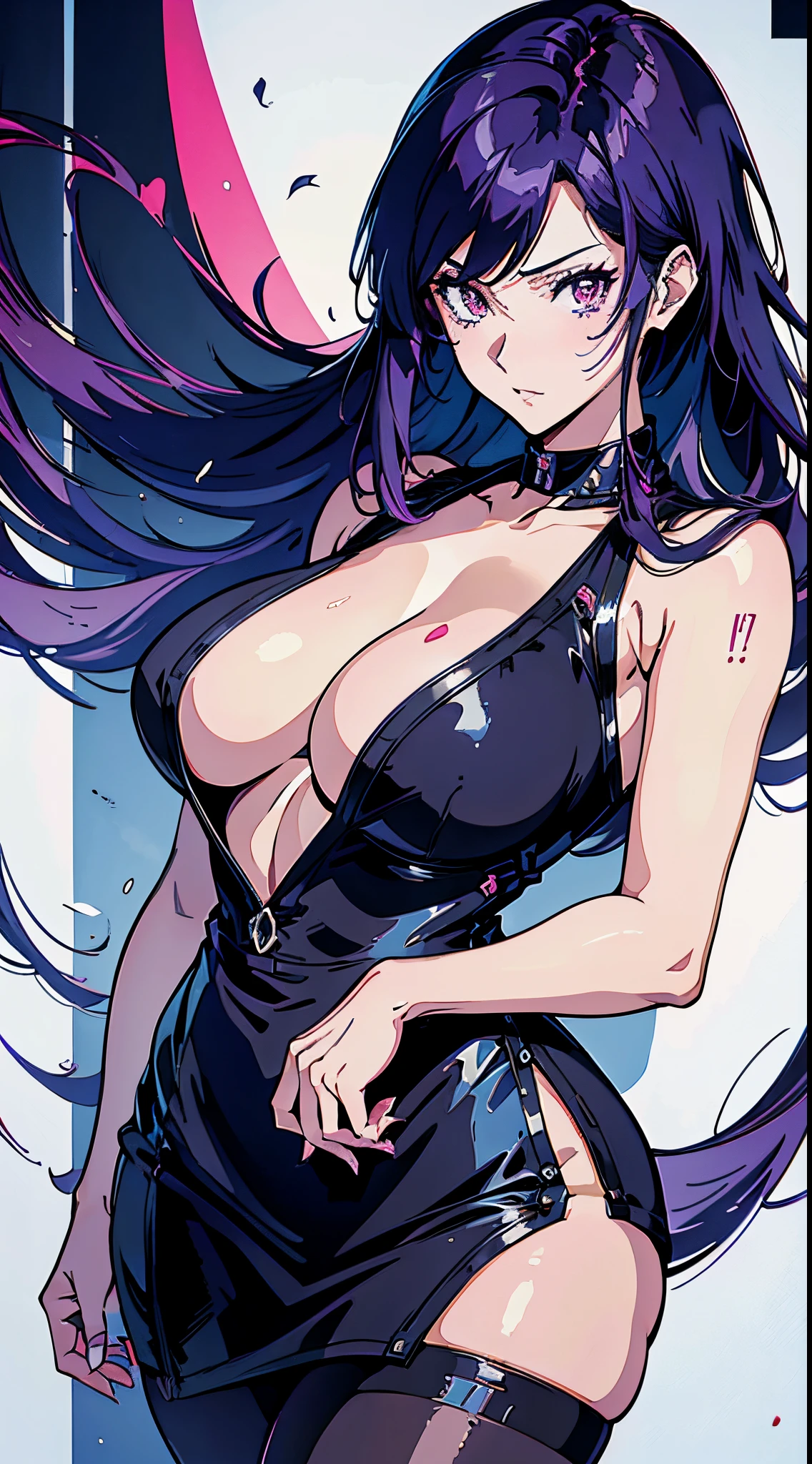 kusanagi motoko, Purple colored hair, red eyes,Anime style woman wearing black tights， anime《Fantasma na Concha》Curly, kusanagi, Misato Katsuragi, Inspired by Morikage Hisumi, anime, Fantasma na Concha, Ghost in the Shell style,seductive anime girls, Anime cute art style, smooth anime cg art, thicc, Anime girl wearing black dress, photorealistic anime girl rendering, ECCHI anime style, realistic anime 3D style, attractive anime girls, noire moody scene, [ 4K digital art ]!!