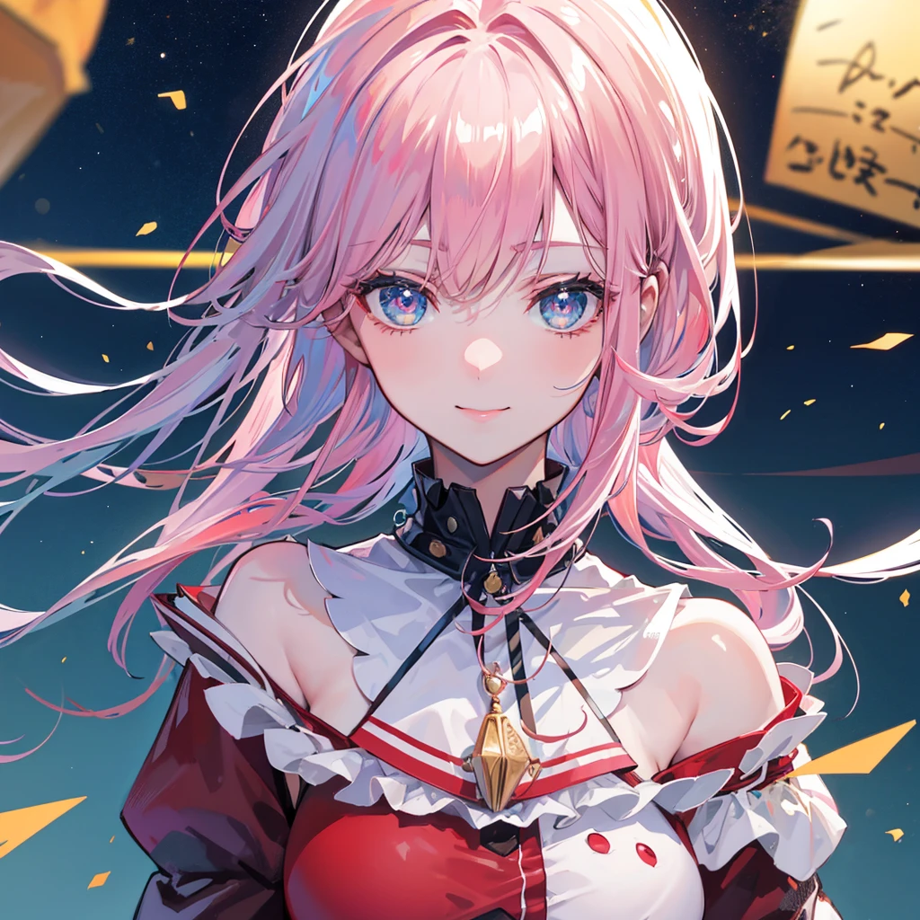 (best quality,4k,8k,Altas,master part:1.2),ultra-detalhado,(Realistic,fotorrealista,photo-realistic:1.37),anime,female,cabelos roxos curtos,Red lipstick,vestido preto,olhos roxos brilhantes,smile shy,marcas de blush,vivid colors,Retratos,soft lighting