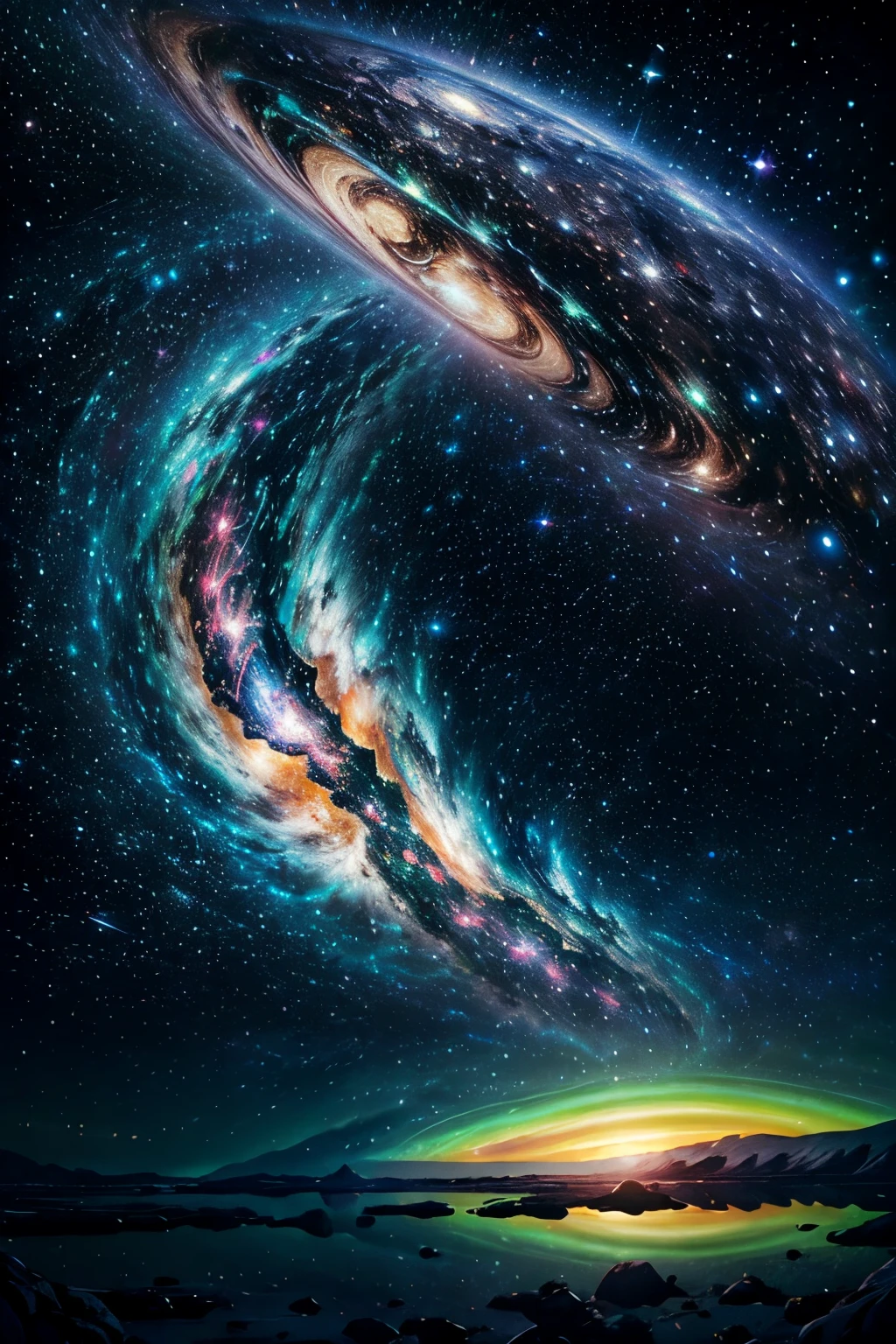 (best quality,4k,8k,highres,masterpiece:1.2),ultra-detailed,(realistic,photorealistic,photo-realistic:1.37),planetary art,solar system,night sky,glowing stars,cosmic wonders,celestial bodies,planets in motion,orbiting planets,space exploration,astronomy,interstellar voyage,exoplanets,alien worlds,distant galaxies,nebulae,stellar nurseries,stellar explosions,milky way galaxy,intergalactic journey,cosmic dust,space-time continuum,dark matter,revealing the universe,infinite beauty,astrophotography,galactic adventures,mysterious universe,cosmic energy,exploring the unknown,stellar constellations,celestial navigation,stellar dynamics,deep space exploration,cosmic landscapes,astronaut's view,spectacular universe,awe-inspiring scenery,distant horizons,luminous space,pulsating stars,cosmic ballet,lunar landscape,otherworldly visions,enigmatic space,captivating cosmos,ever-expanding universe,colorful auroras