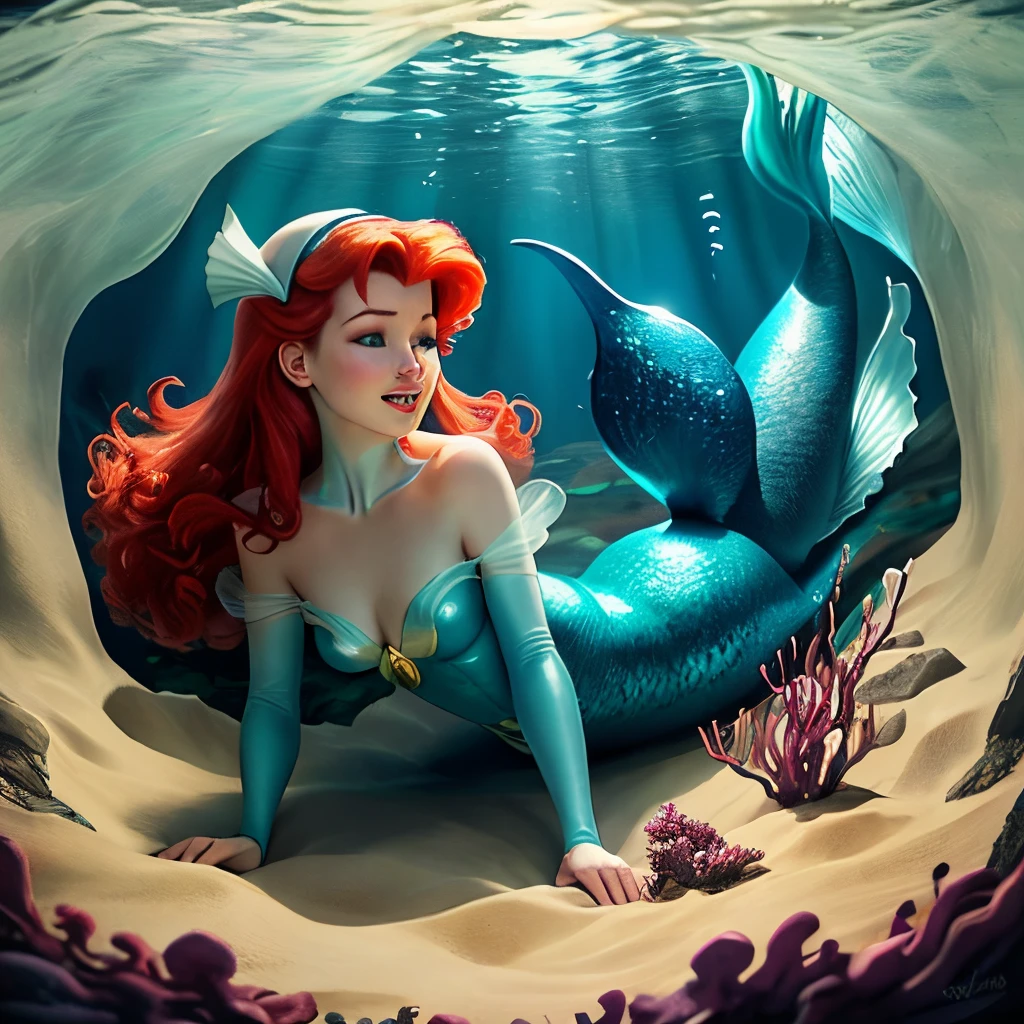 Ariel from the little mermaid being turned into a polyp