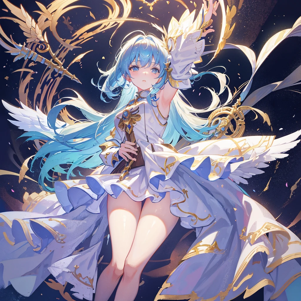 Character Sheets, Three types,Shot Full Body,Game Character Design,than a small flying moon,Girl in sunglasses and beans,Victorizo ∨TSE∨,Stylistic expression, absurdress, Full of Details, Masterpiece, Best Quality, sharp-focus, 8K, Intricately detailed environments, the anime, watercolor illustration, Colorful, Bright colors, whimsical, glowing lights, Liquid Otherworldly, Magic Lights, Beautiful girl in flowing liquid glowing dress, a perfect face, the golden ratio, Sparkling eyes, watercolour, Liquid light, angel wings