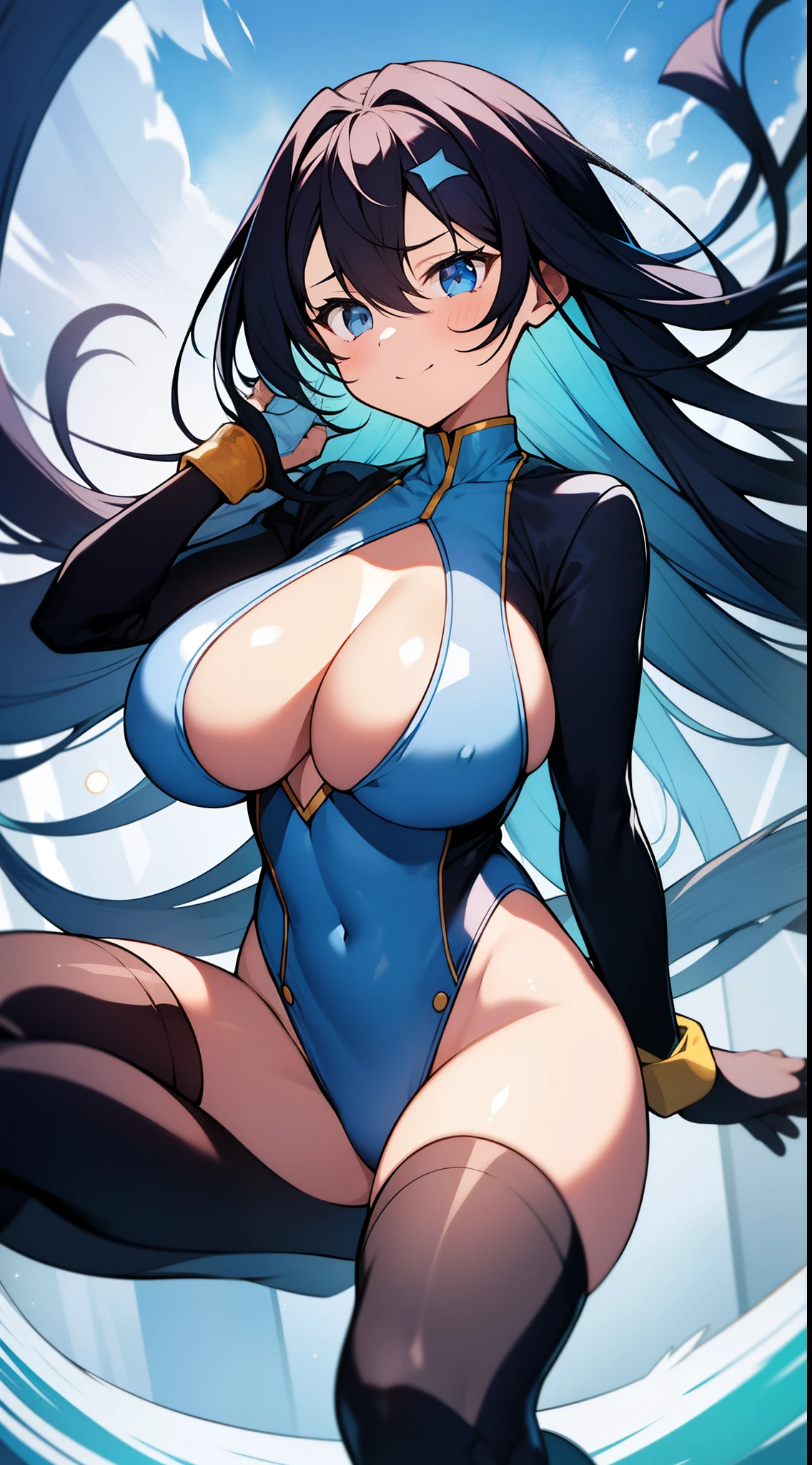 Suko Kusanagi, Raise your legs, mitts, jaket, shighleg leotard, Large breasts, 1个Giant Breast Girl, (error occured, Glitching:1.2), Alone, professional photoshooting, janelas, floated hair, Windy, Thigh thick, short detailed hair, 64k, f1.2, 800mm, hyper HD, 动态照明