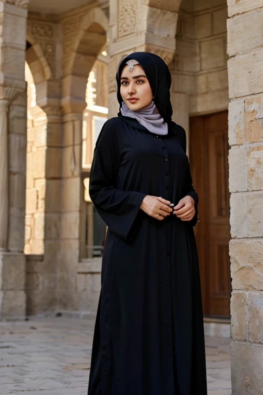 turkish, beautiful, pretty, cute, 20 years old, hijab, abaya (turkish style), beautiful abaya, full pic