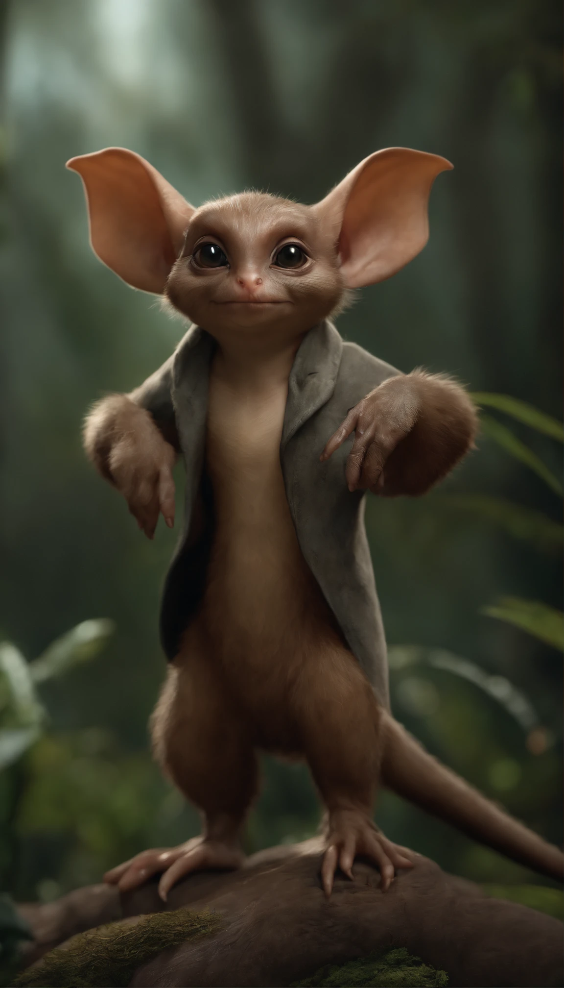 (CBZBB:1.25), ((gremlin),Zhkute, Small, baby, Beautiful, Fantasy art, deviant art, trending artstation, Digital Art, Detailed, Realistic, humanoid, character, tiny, Cinematic shot, cinematic portrait of a mole gremlin, cute character, looks like a gremlin, large ears, elongated nose,,, 真实感, Realism, tmasterpiece, Brad Jongsan walks in the jungle (Night of the Fireflies), (higly detailed: 1 1), rough face, natural skin, hiquality, NSFW, pretty eyes, (Detailed face and eyes), (s face: 1 2), tumult, Complementary, real-photo, ....PSD, Lightweight Film Photography, sharp-focus, contrast lighting, Detail Skin, high resolution 8k, Crazy detailing, Realistic, professional photo of a, 8K UHD, dslr, soft light, hiquality, film grains, Fujifilm XT3