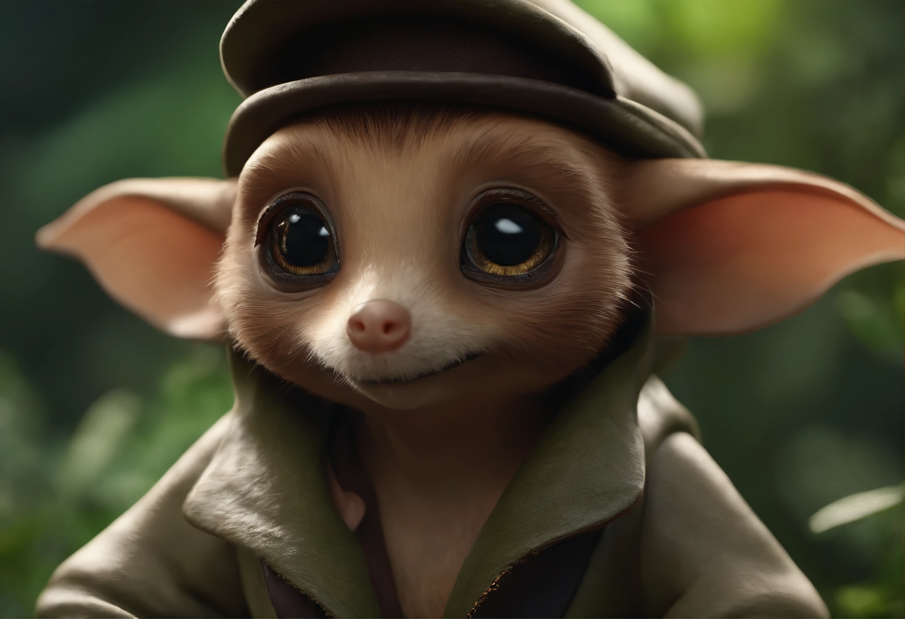 (CBZBB:1.25), ((gremlin),Zhkute, Small, baby, Beautiful, Fantasy art, deviant art, trending artstation, Digital Art, Detailed, Realistic, humanoid, character, tiny, Cinematic shot, a cinematic portrait of a gremlin-like mole, cute character, looks like a gremlin, large ears, elongated nose,, 真实感, Realism, tmasterpiece, Brad Jongsan walks in the jungle (Night of the Fireflies), (higly detailed: 1 1), rough face, natural skin, hiquality, NSFW, pretty eyes, (Detailed face and eyes), (s face: 1 2), tumult, Complementary, real-photo, ...PSD, Lightweight Film Photography, sharp-focus, contrast lighting, Detail Skin, high resolution 8k, Crazy detailing, Realistic, professional photo of a, 8K UHD, dslr, soft light, hiquality, film grains, Fujifilm XT3
