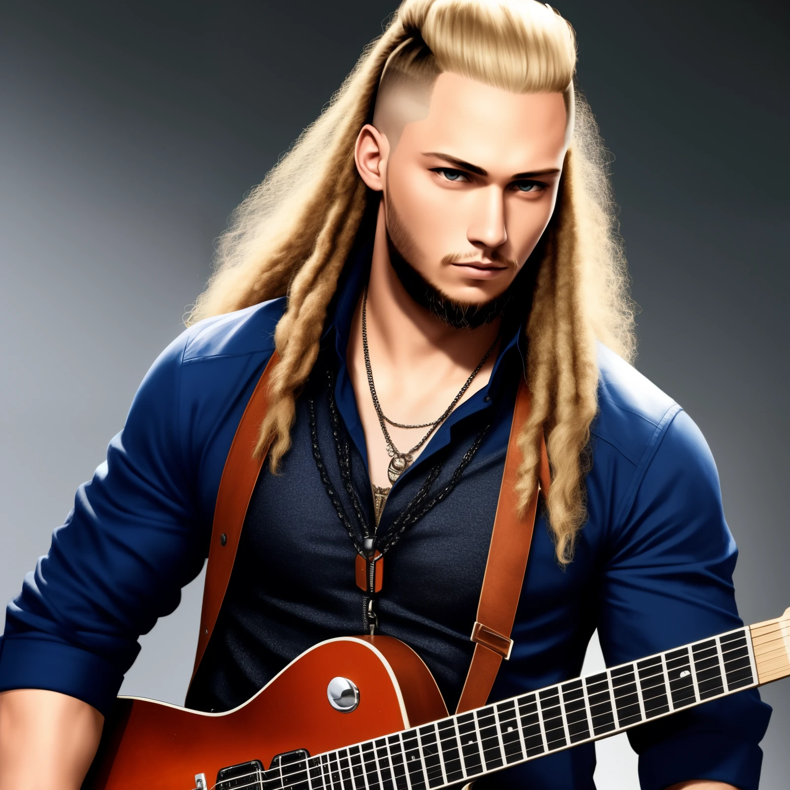Jovem rockeiro, cabelo Ragnar de cavanhaque