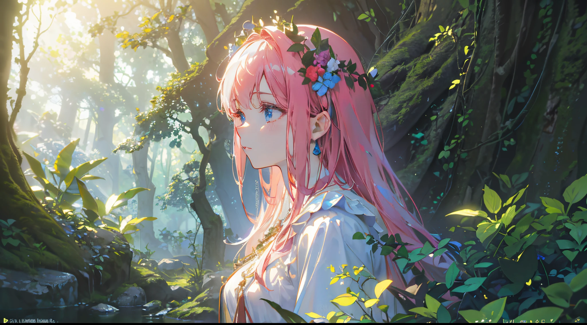(best quality,4k,8k,highres,masterpiece:1.2),ultra-detailed,(realistic,photorealistic,photo-realistic:1.37),mystical atmosphere,vibrant colors,lush foliage,sparkling sunlight,magical creatures,ancient trees,moss-covered rocks,hidden pathways,delicate flowers,dreamy mist,enchanting music,illustration,ethereal lighting