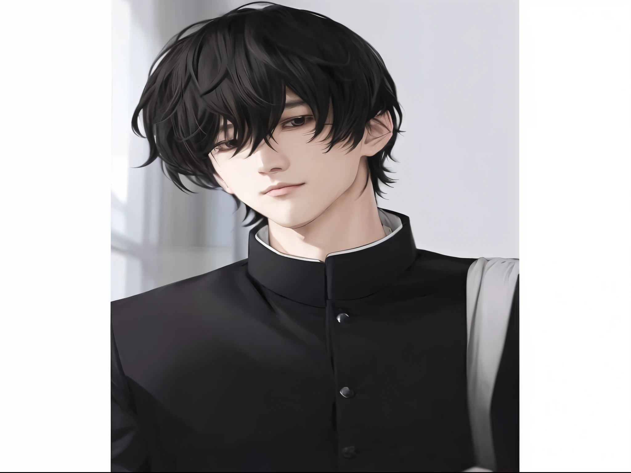 a drawing of a man with a black jacket and a white shirt, inspired by Okumura Masanobu, inspired by Okumura Togyu, a handsome man,black short hair, anime handsome man, anime portrait of a handsome man, male anime character, male anime style, young anime man, manga style of kentaro miura