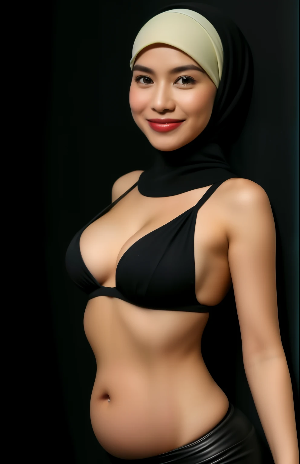 PREGNANT HIJAB MALAY GIRL,, IMF as a good Guy, TECHNOLGY, AI, futuristic, blockchain, International Monetary Fund, (MATRIX WORLD), ((look In front  at the camera SMILE and open your mouth)).