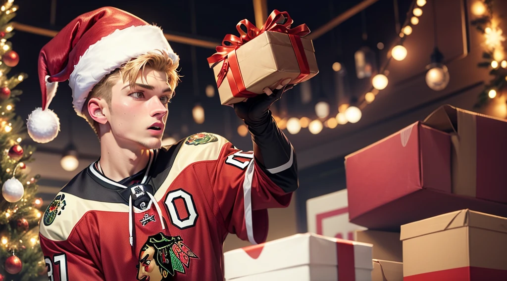 Chicago Blackhawk’s Christmas jersey Connor beaded