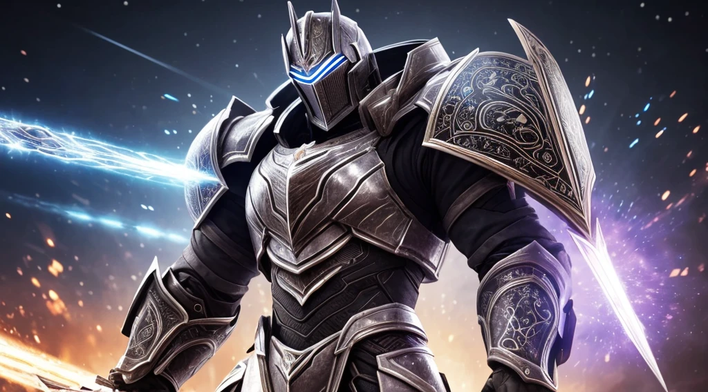 Cosmic Fallen Knight, Cosmic Gray, Estranhamente, hideous, cores muito brilhantes, light particles, There is bright light, Mshiv, Arte do papel de parede, papel de parede ultra HD, artistic, intricada