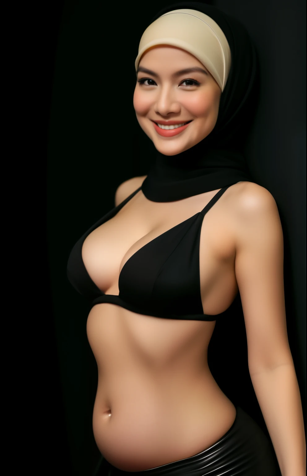 PREGNANT HIJAB MALAY GIRL,, IMF as a good Guy, TECHNOLGY, AI, futuristic, blockchain, International Monetary Fund, (MATRIX WORLD), ((look In front at the camera SMILE and open your mouth)).