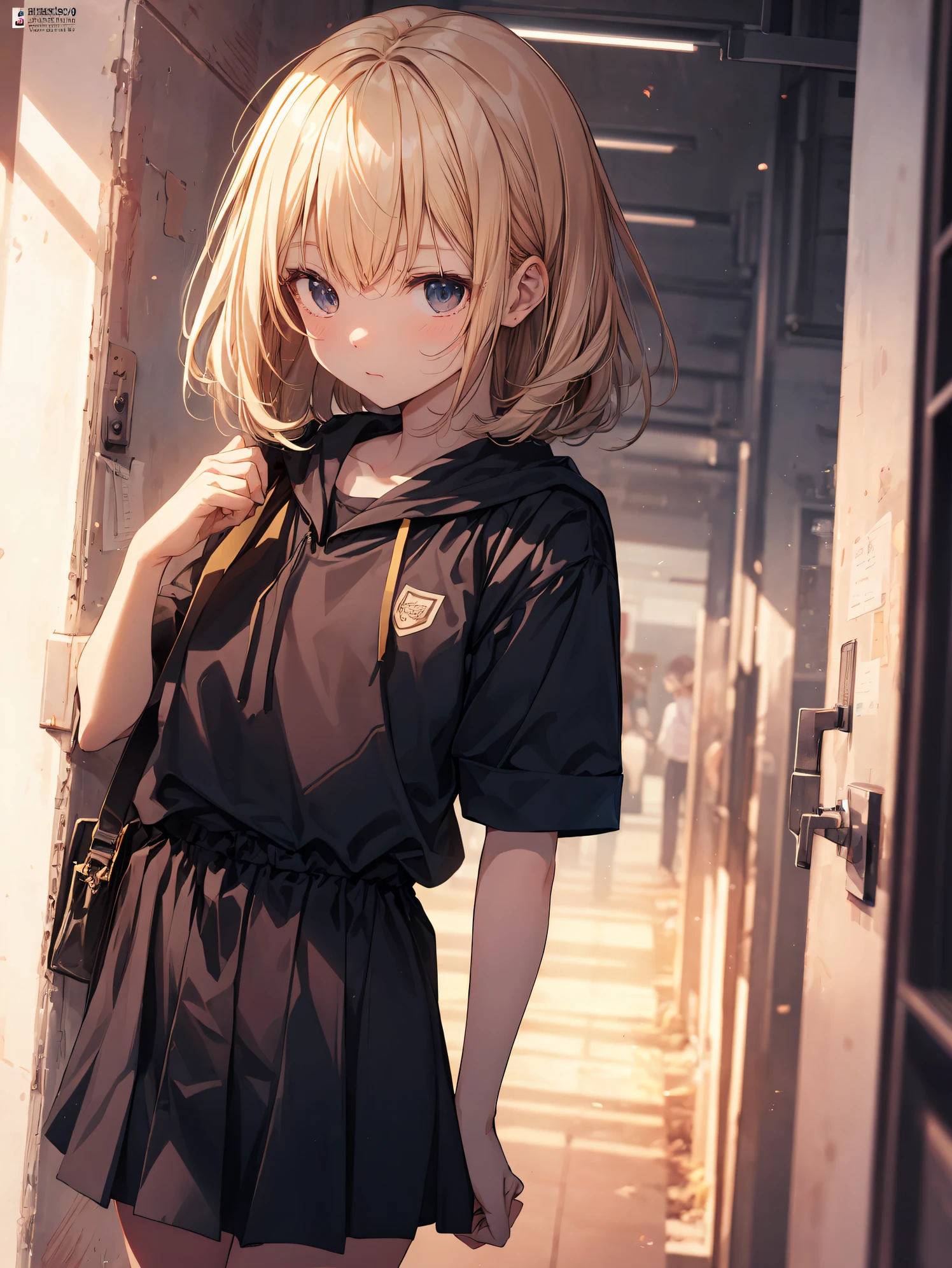 of the highest quality, anime moe art style,Best Anime 8K Konachan Wallpapers,Pixiv Contest Winner,Badass Anime 8K,Perfect Anatomy, (Draw a girl sleepily walking to school. ),BREAK, 1girl in, (Solo,Lori,,13yea:1.3),a junior gynous attraction, (Very short hair),hair messy, Full limbs, complete fingers,flat chest, Small butt, groin, Small eyes,Precise black eyes,disgusted eye, School uniform, Skirt,On the way to school. BREAK,Ultra-detailed,High resolution,super detailed skin, Professional Lighting, 8k eye details, (cool illustration:1.2),